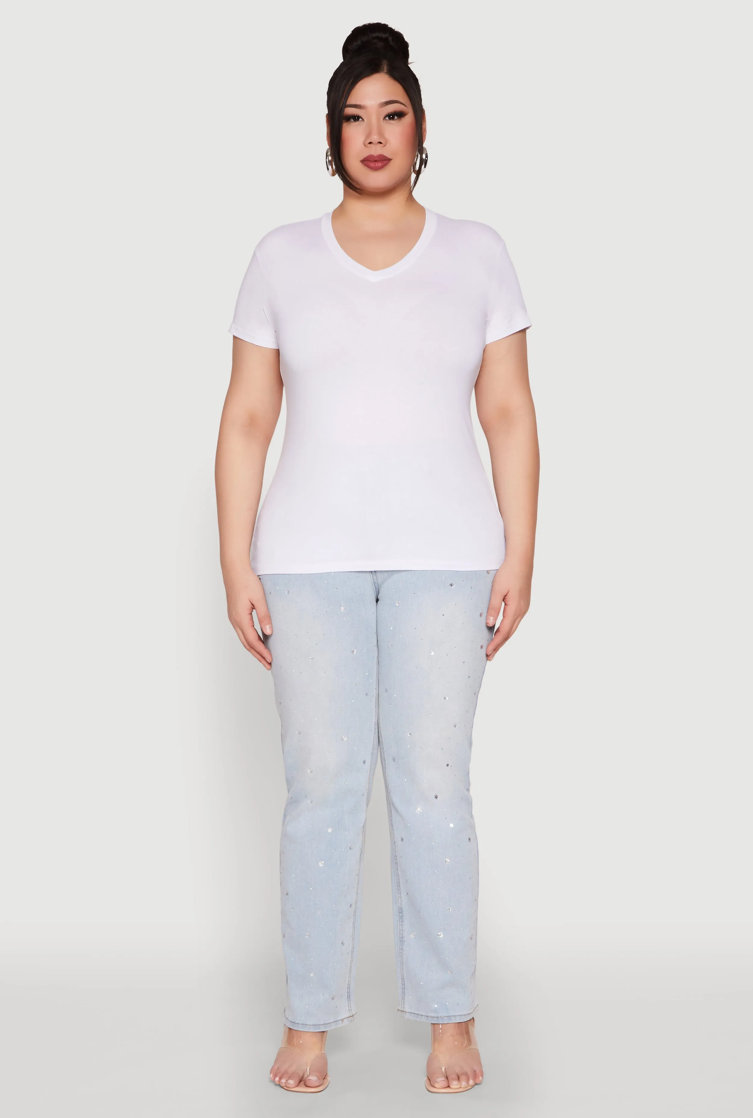 Plus Size V Neck Short Sleeve Top sold by Rainbow product image thumbnail 3