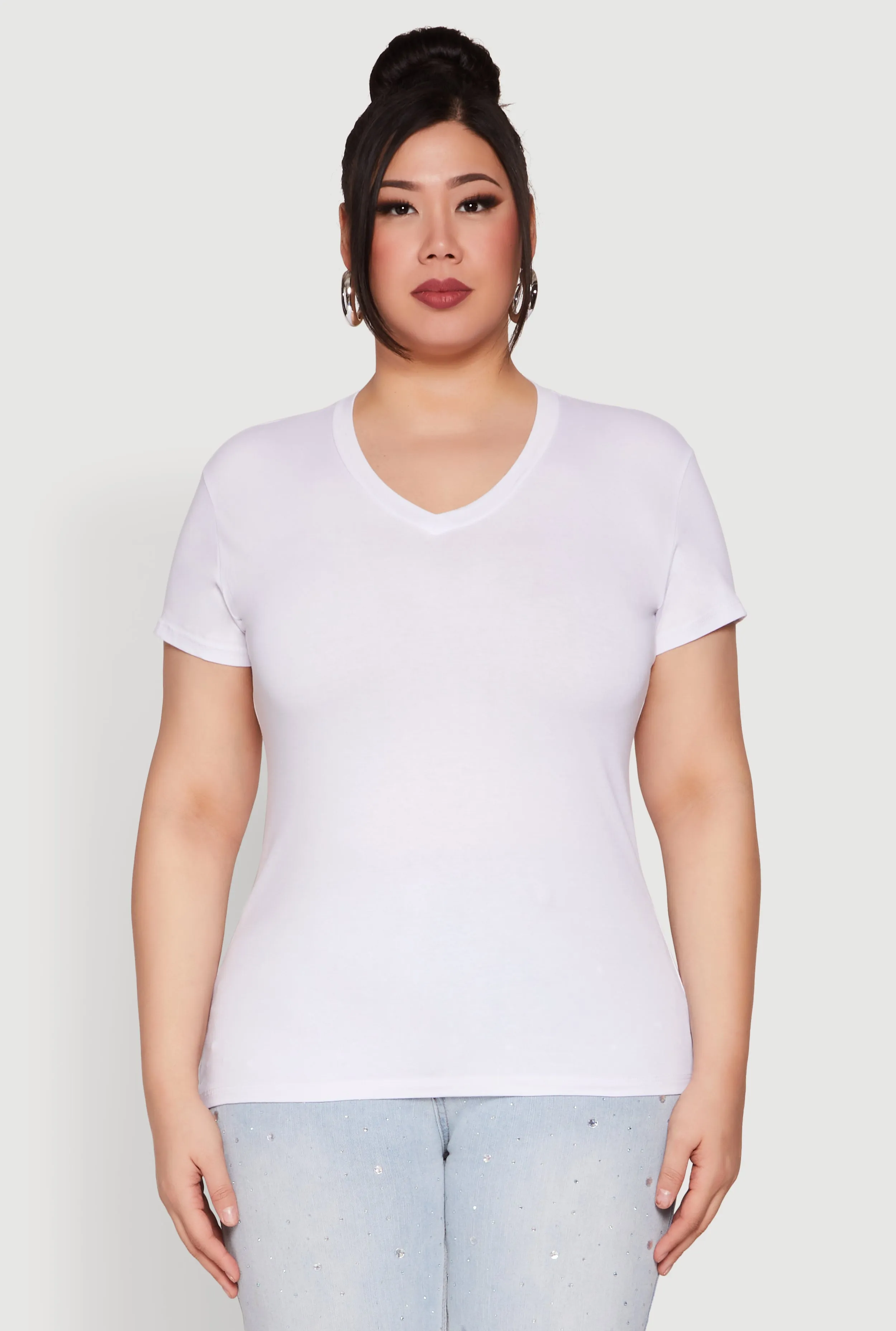 Plus Size V Neck Short Sleeve Top sold by Rainbow product image thumbnail 2