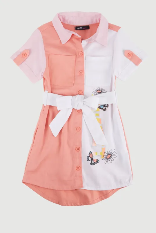 Little Girls Color Block Sweet Graphic Shirt Dress sold by Rainbow