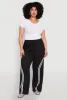Plus Size Contrast Trim High Waisted Sweatpants sold by Rainbow