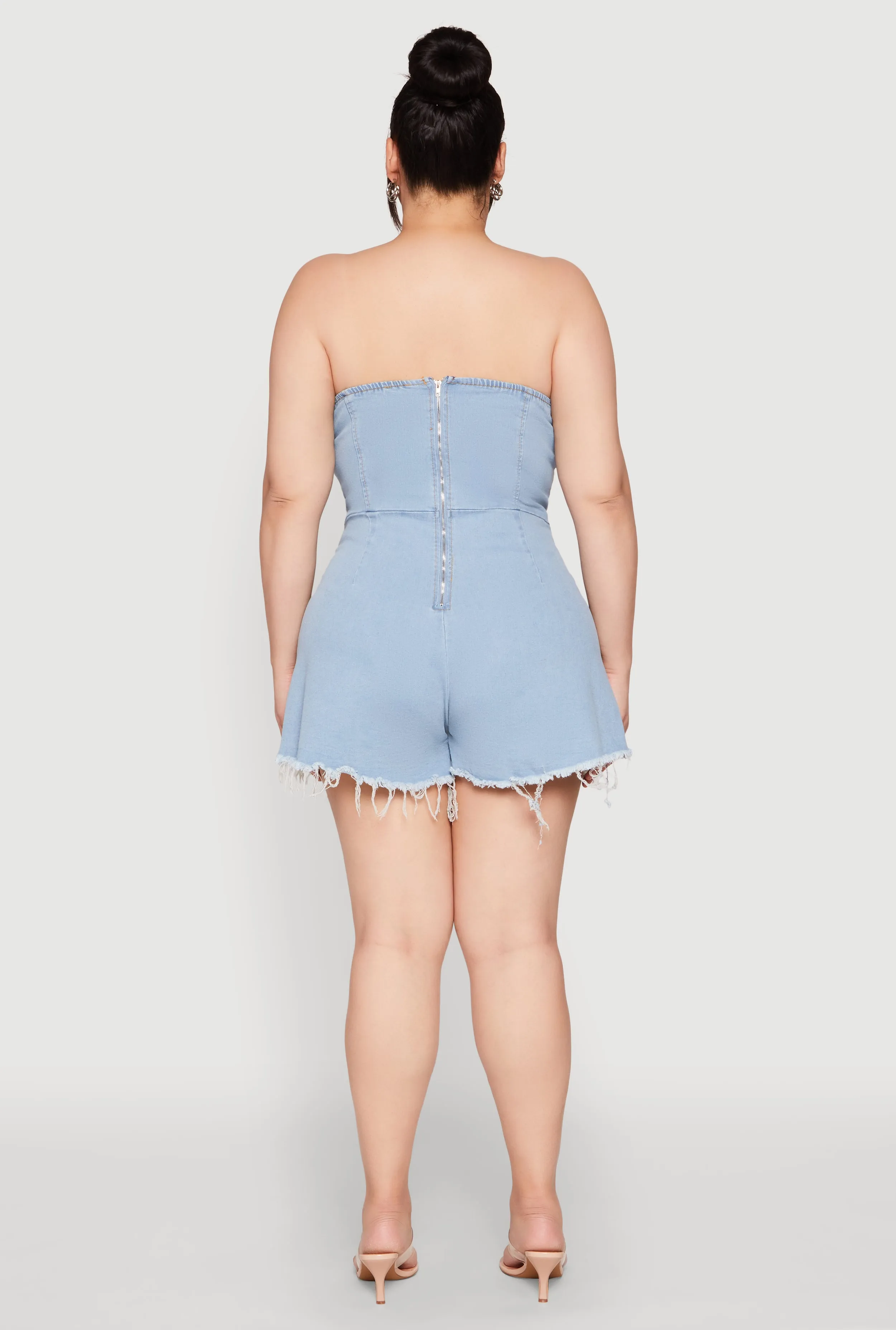 Plus Size Daisy Strapless Lace Up Denim Romper sold by Rainbow product image thumbnail 5