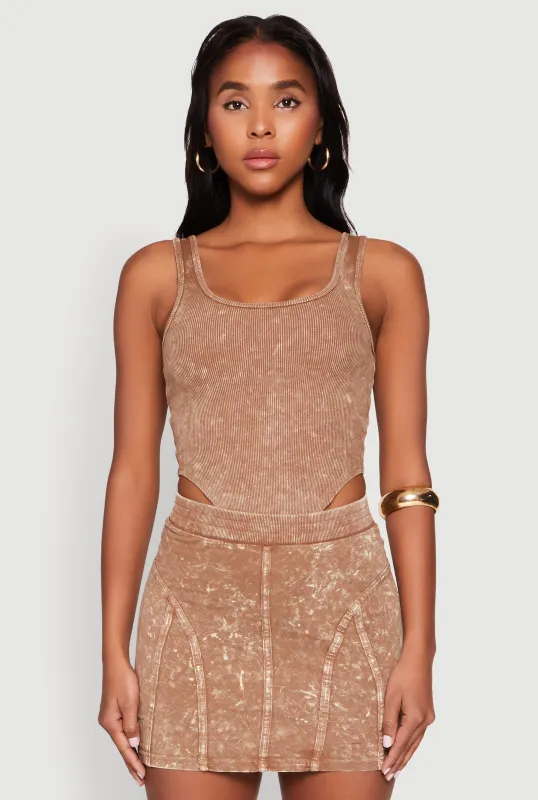 Mineral Wash High Cut Bodysuit sold by Rainbow