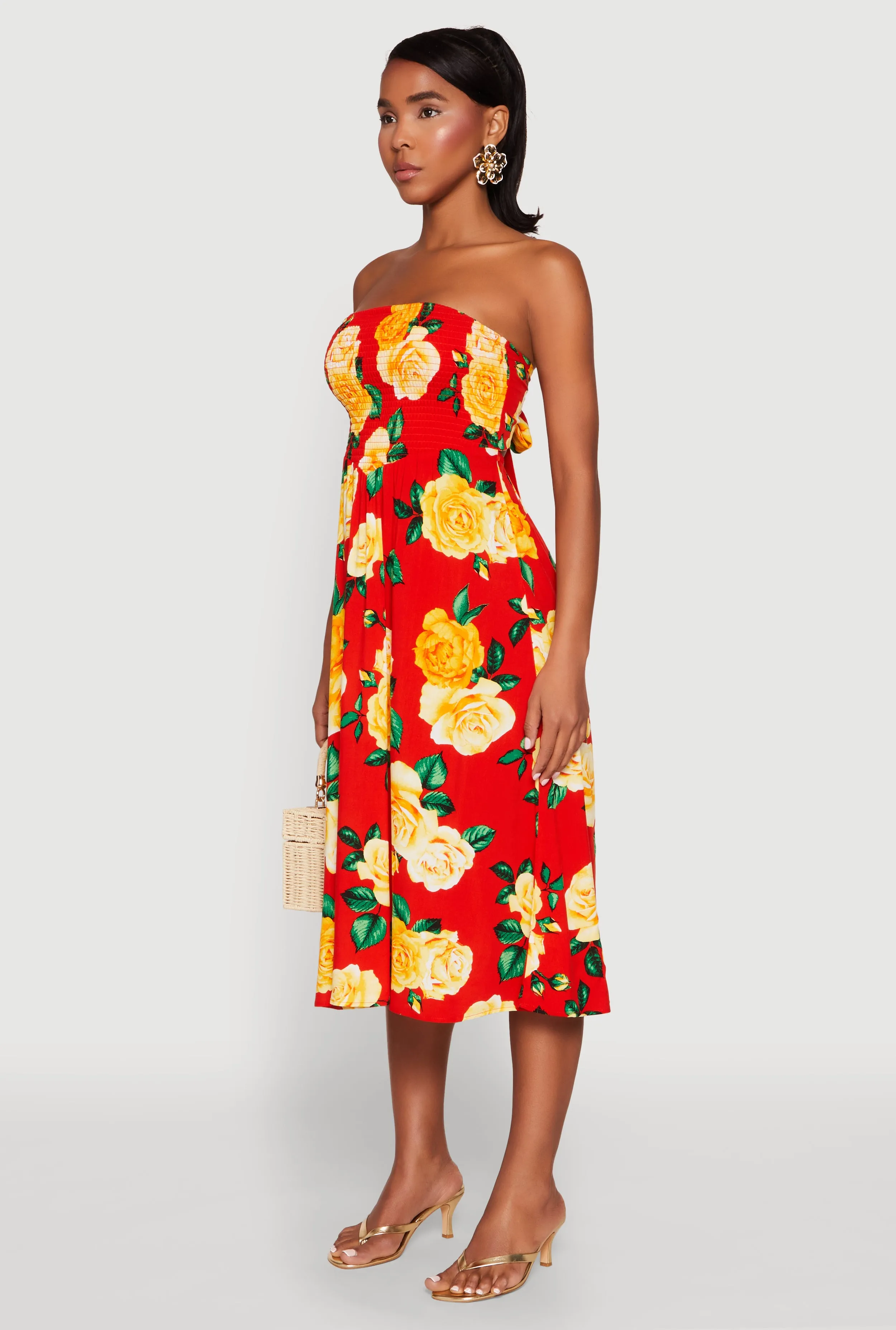 Almost Famous Floral Print Smocked Midi Dress sold by Rainbow product image thumbnail 3