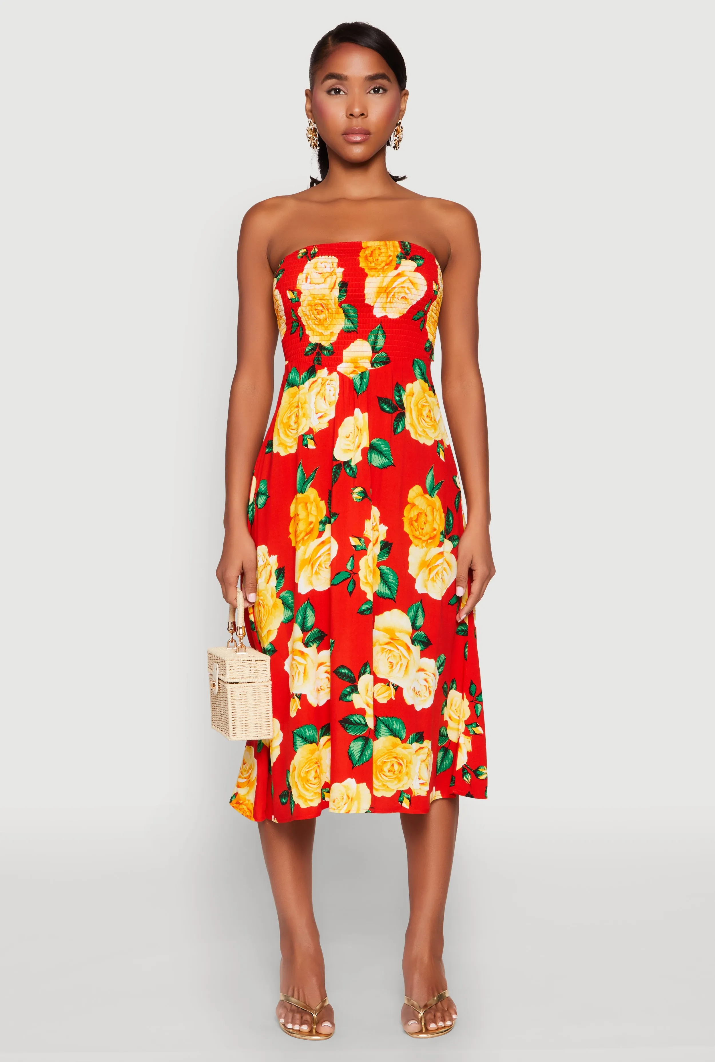 Almost Famous Floral Print Smocked Midi Dress sold by Rainbow product image thumbnail 2