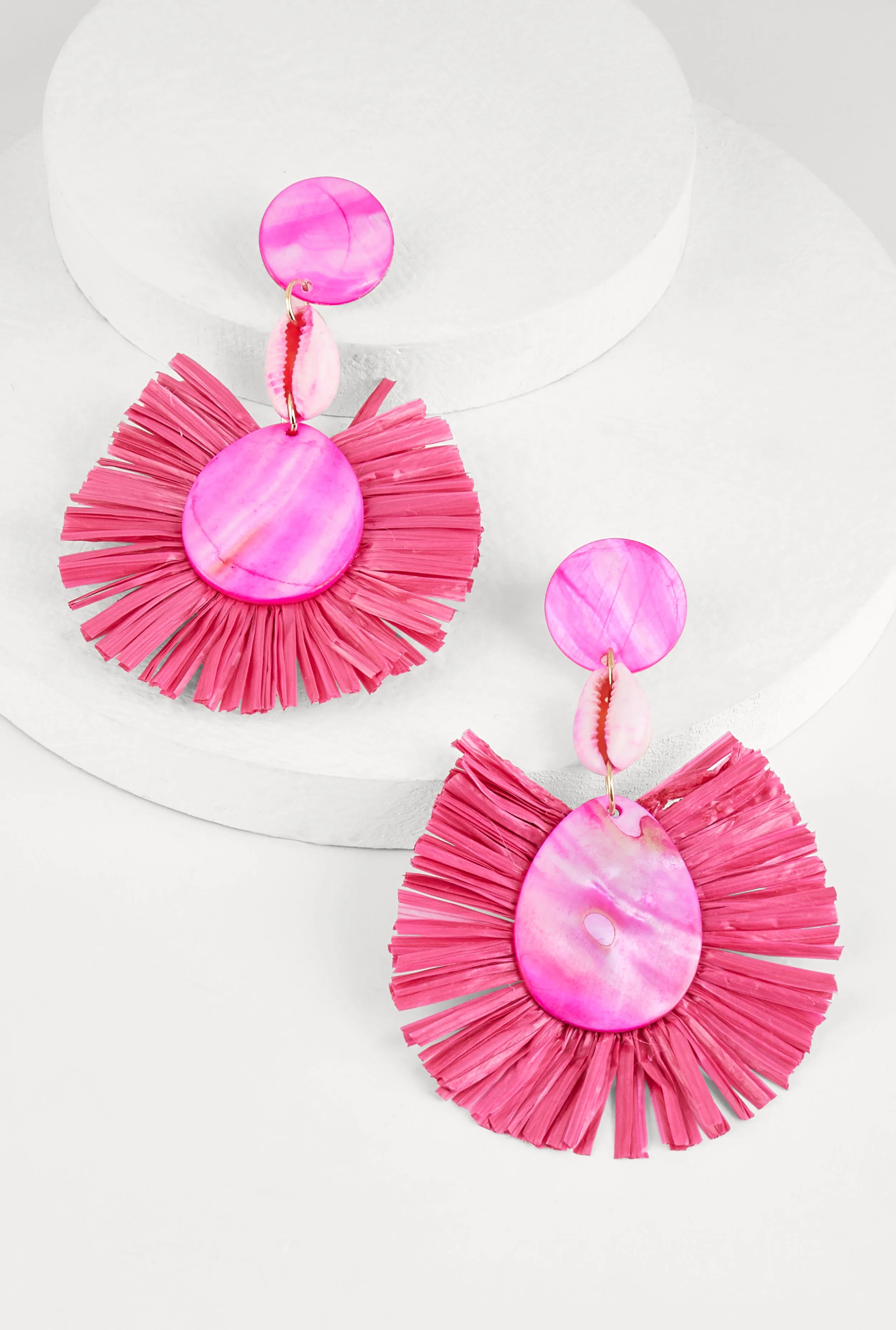 Seashell Raffia Drop Earrings sold by Rainbow