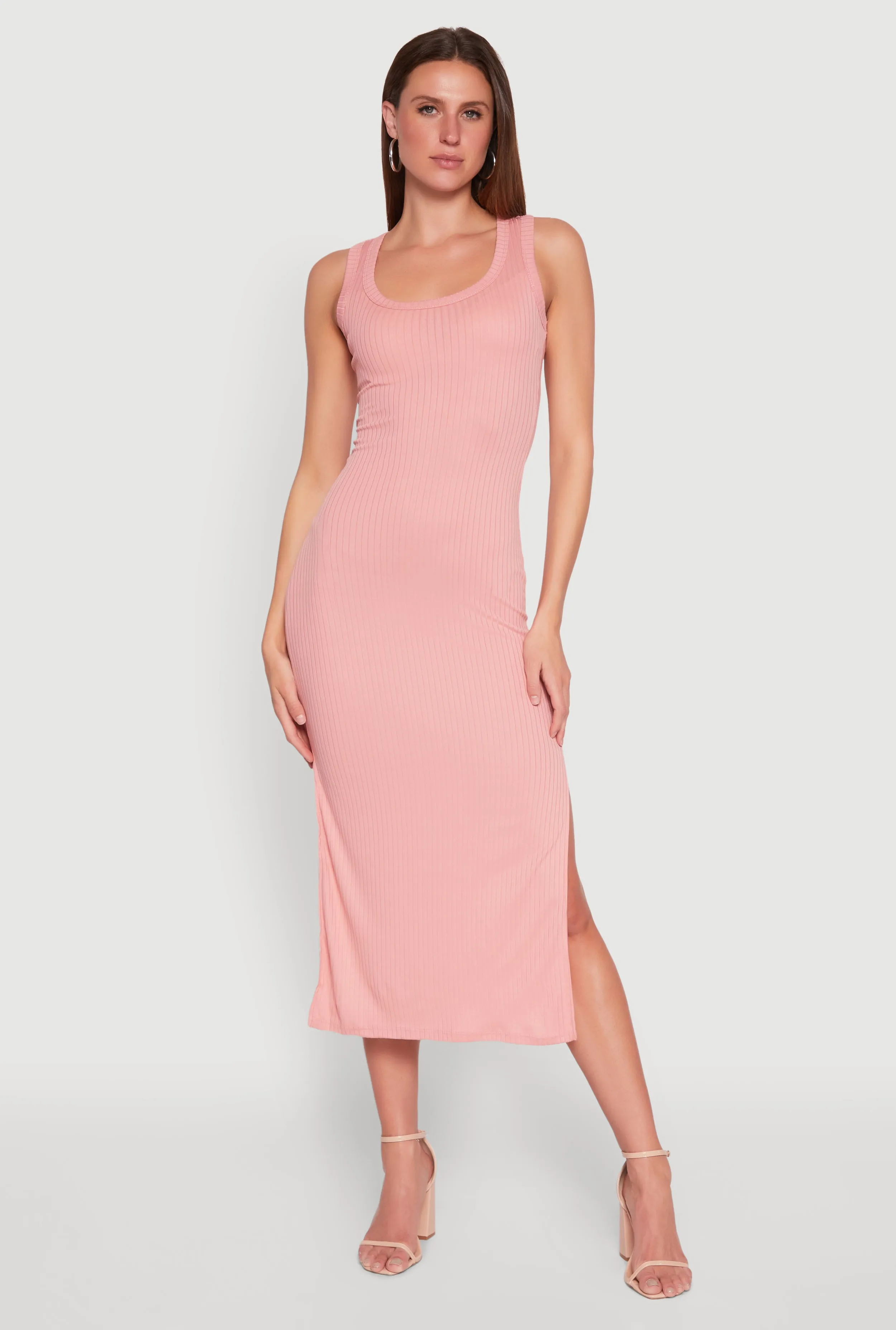 Ribbed Knit Scoop Neck Maxi Tank Dress sold by Rainbow