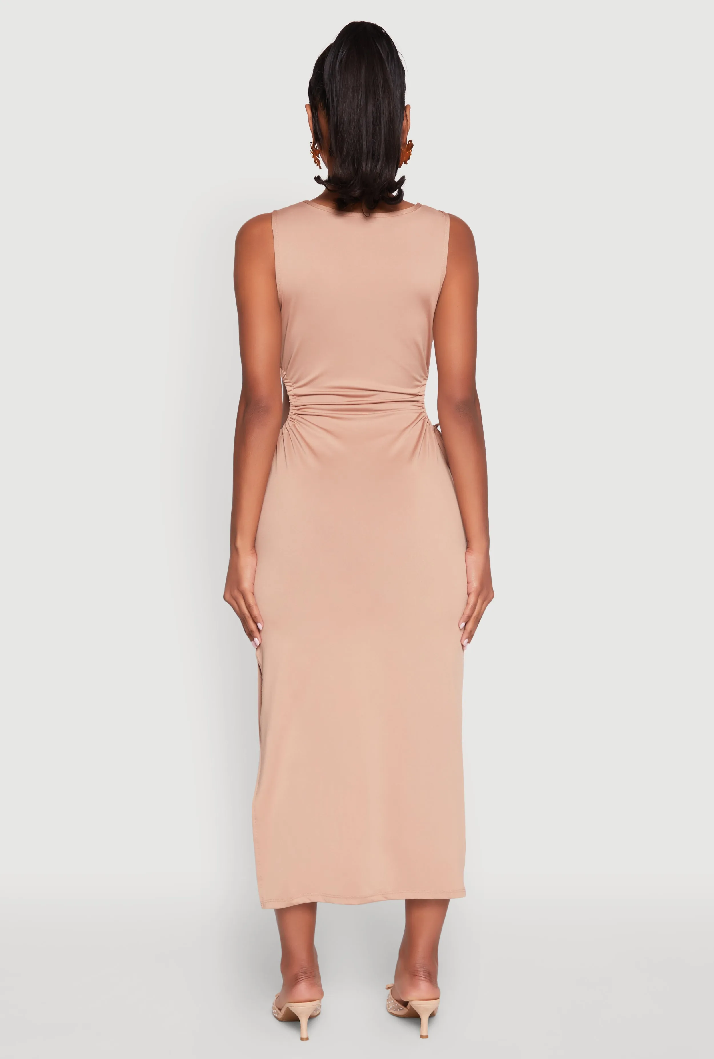 Drawstring Side Cut Out Sleeveless Midi Dress sold by Rainbow product image thumbnail 5