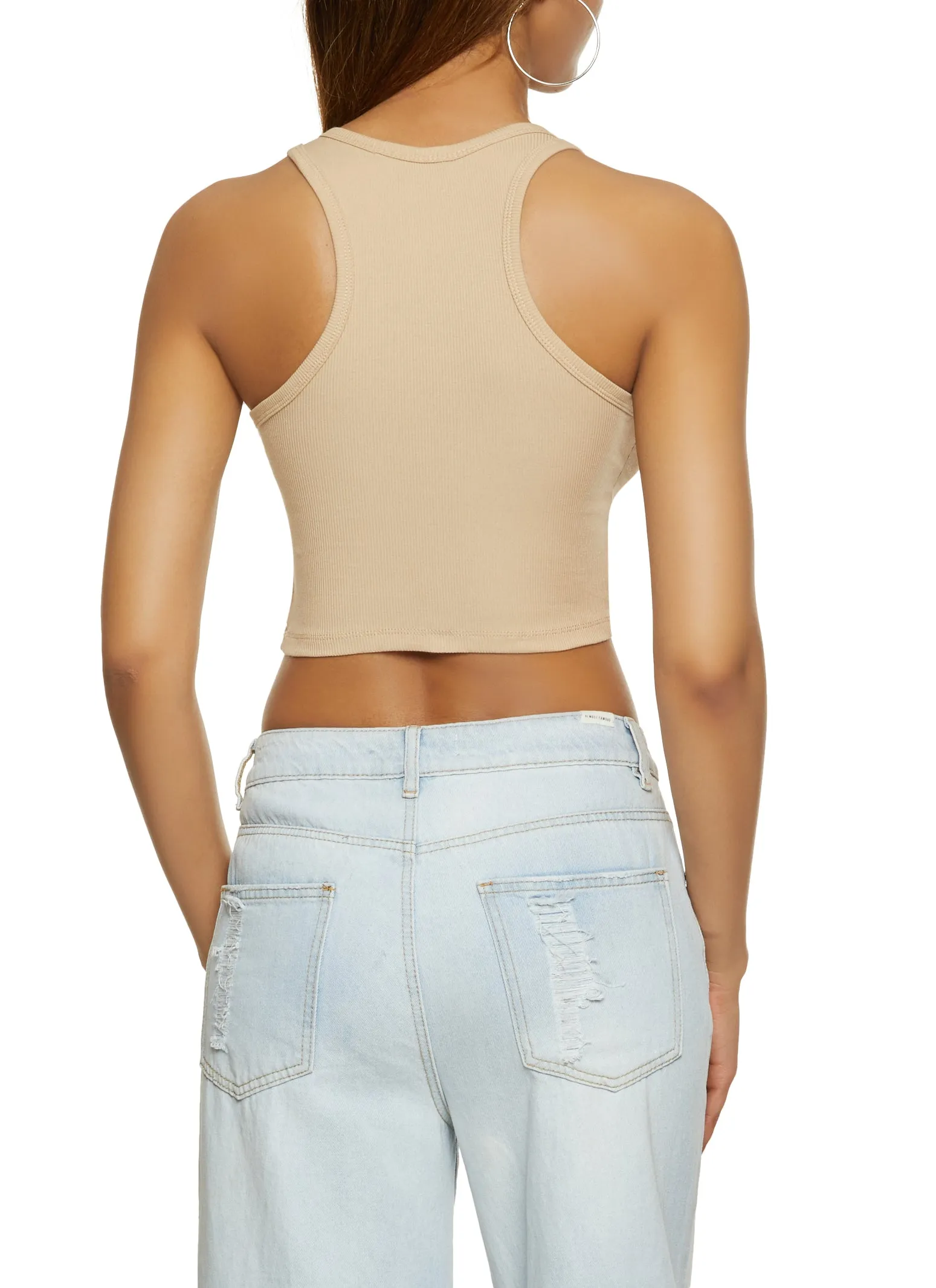 Basic Cropped Racerback Tank Top sold by Rainbow product image thumbnail 2