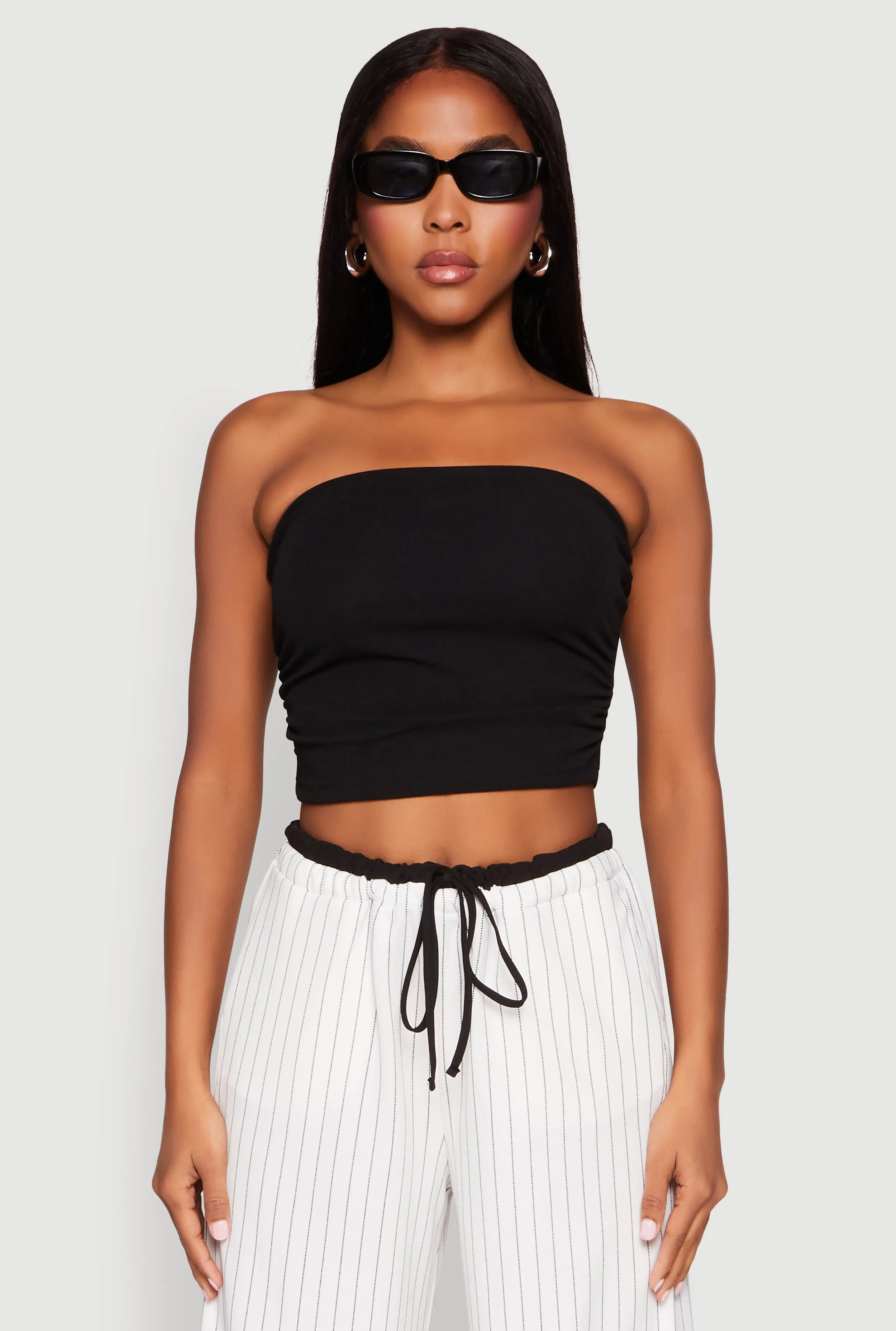 Side Ruched Cropped Tube Top sold by Rainbow product image thumbnail 2