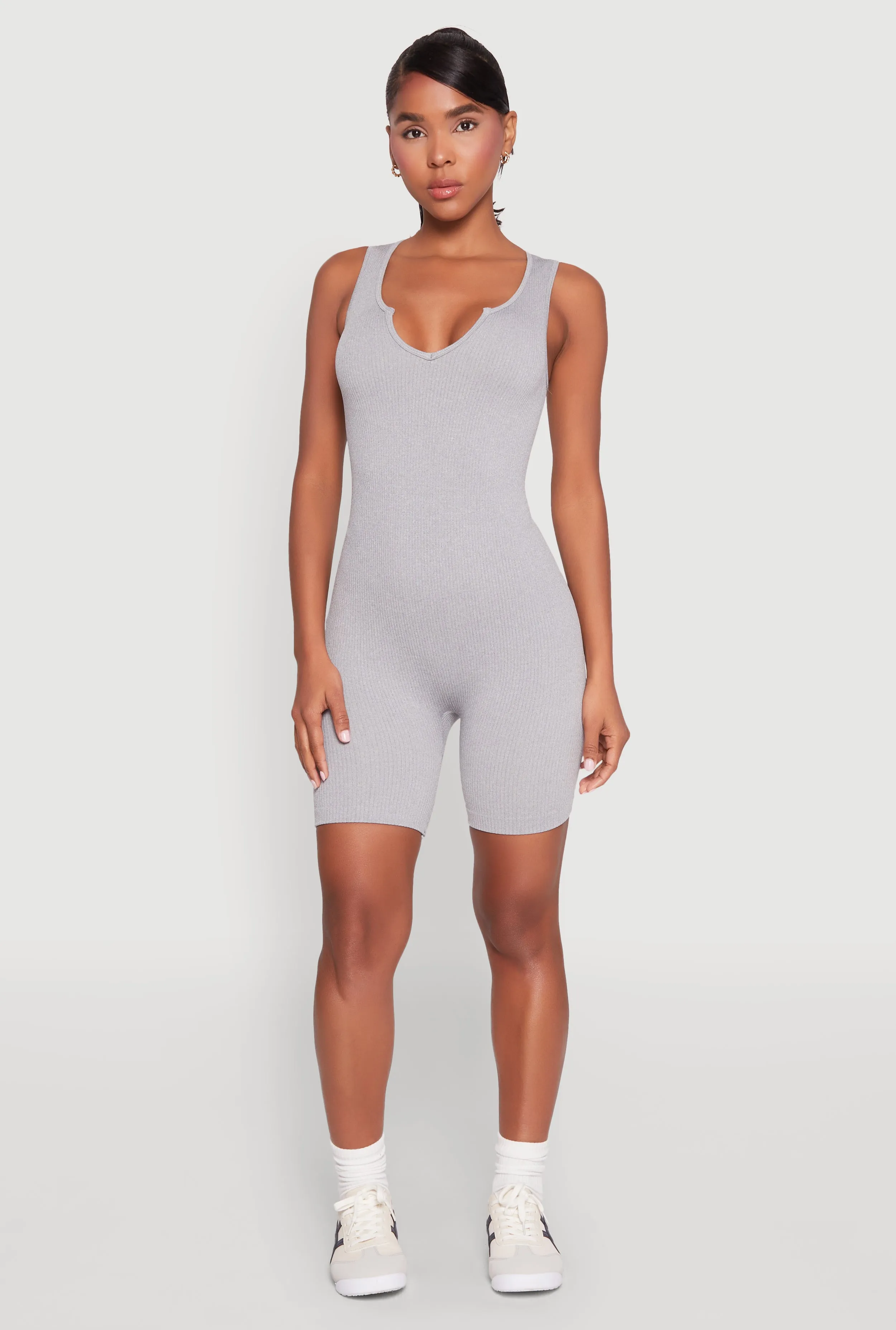 Ribbed Knit Notch Neck Romper sold by Rainbow product image thumbnail 2