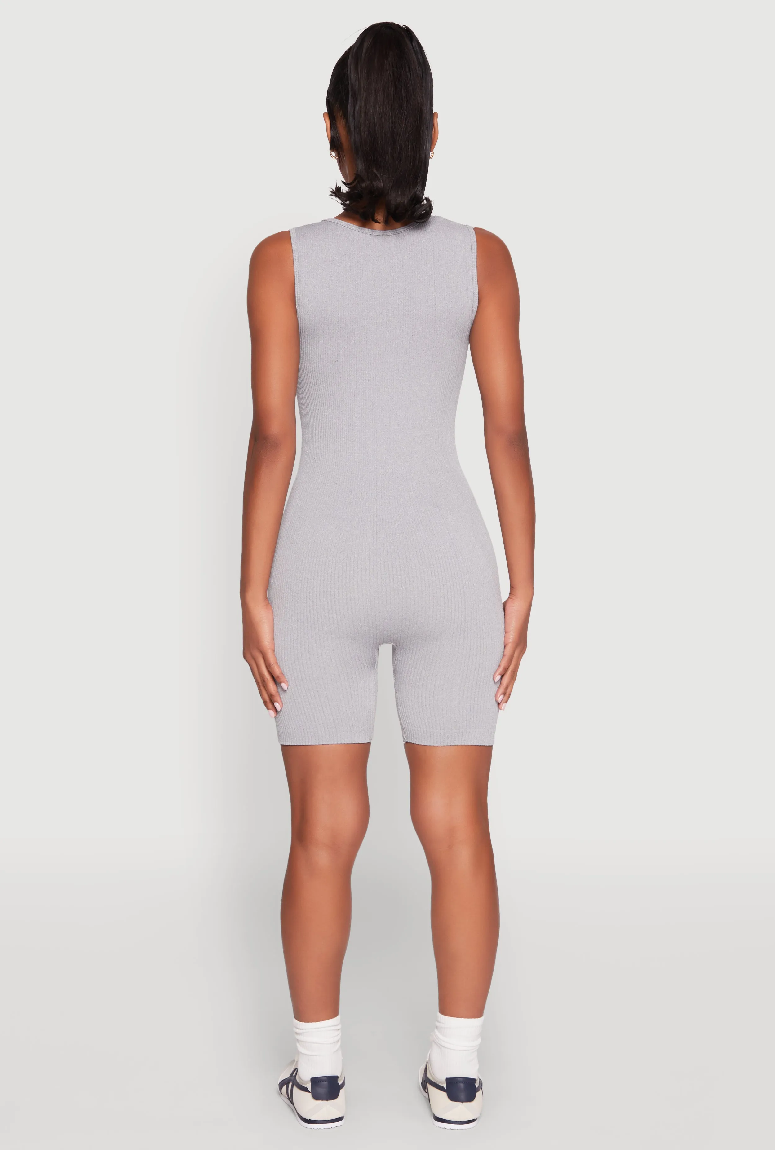 Ribbed Knit Notch Neck Romper sold by Rainbow product image thumbnail 5