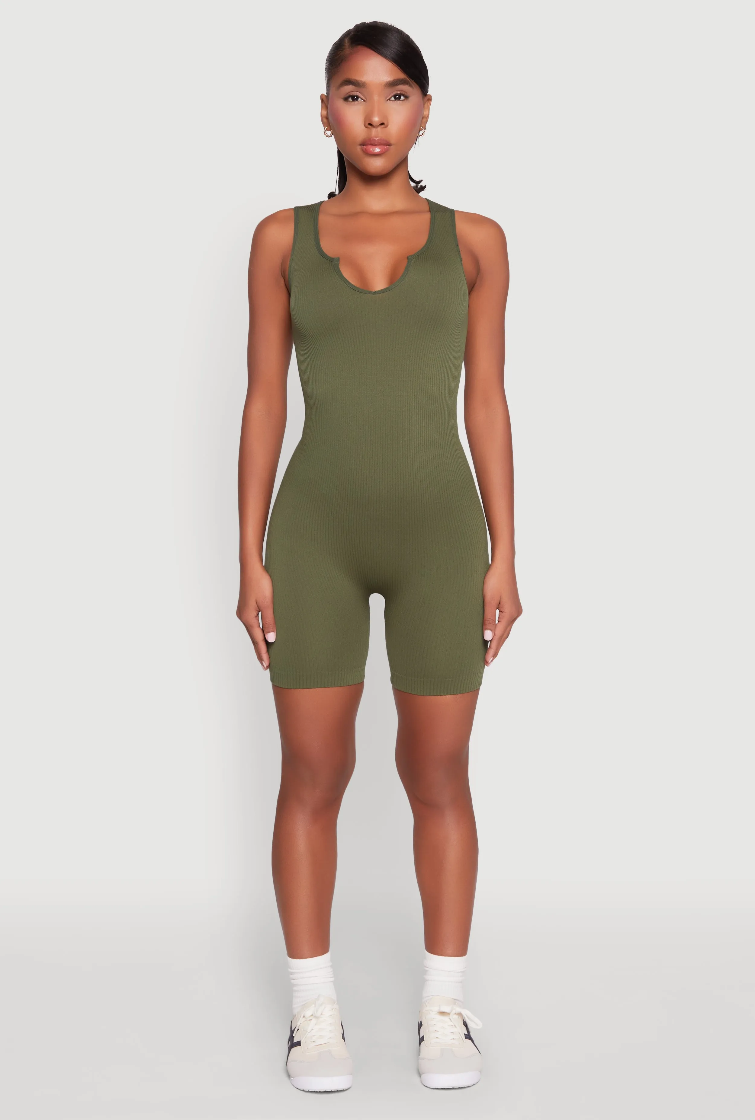 Ribbed Knit Notch Neck Romper sold by Rainbow product image thumbnail 2