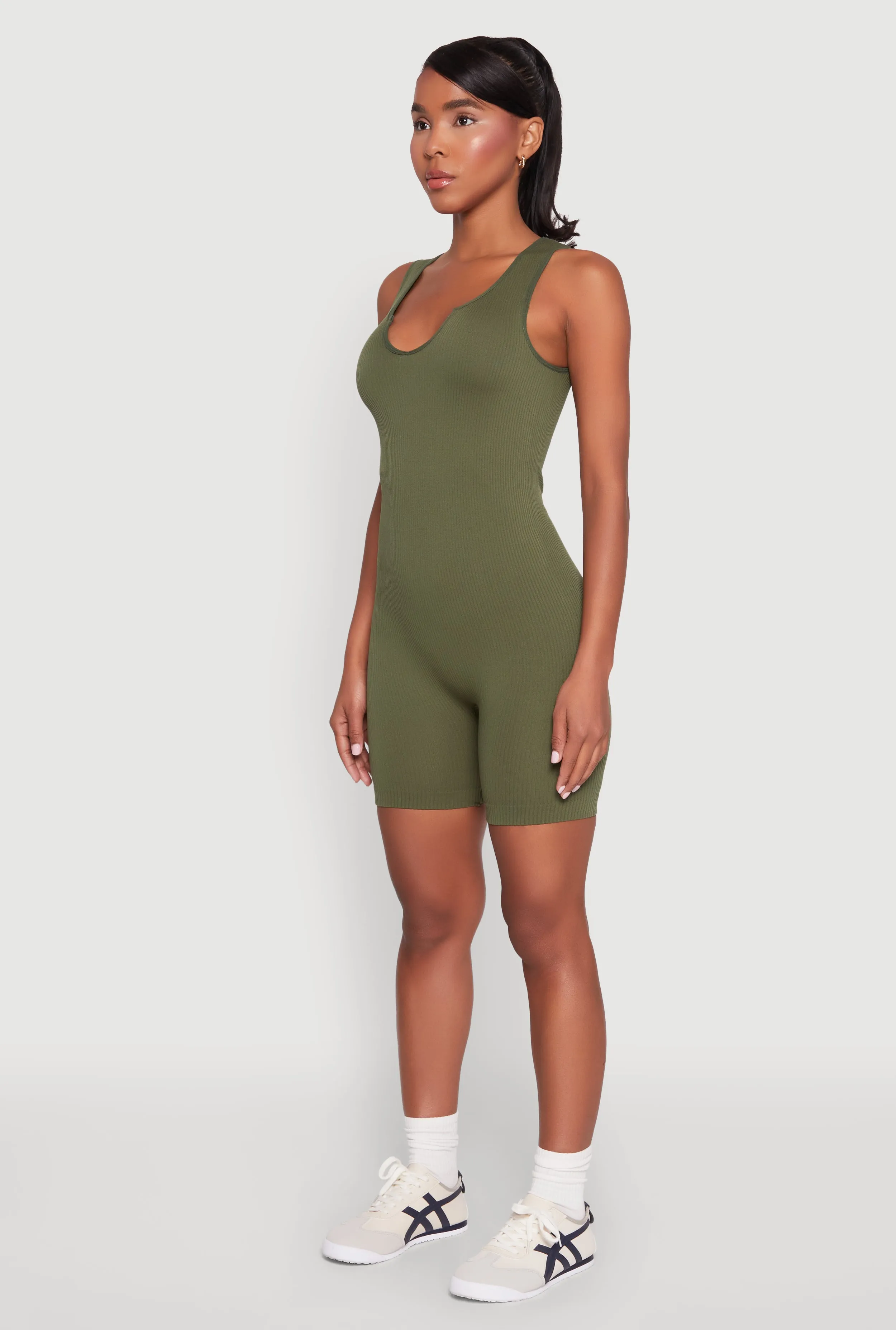 Ribbed Knit Notch Neck Romper sold by Rainbow product image thumbnail 3