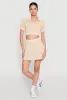 Textured Knit Johnny Collar Crop Top sold by Rainbow