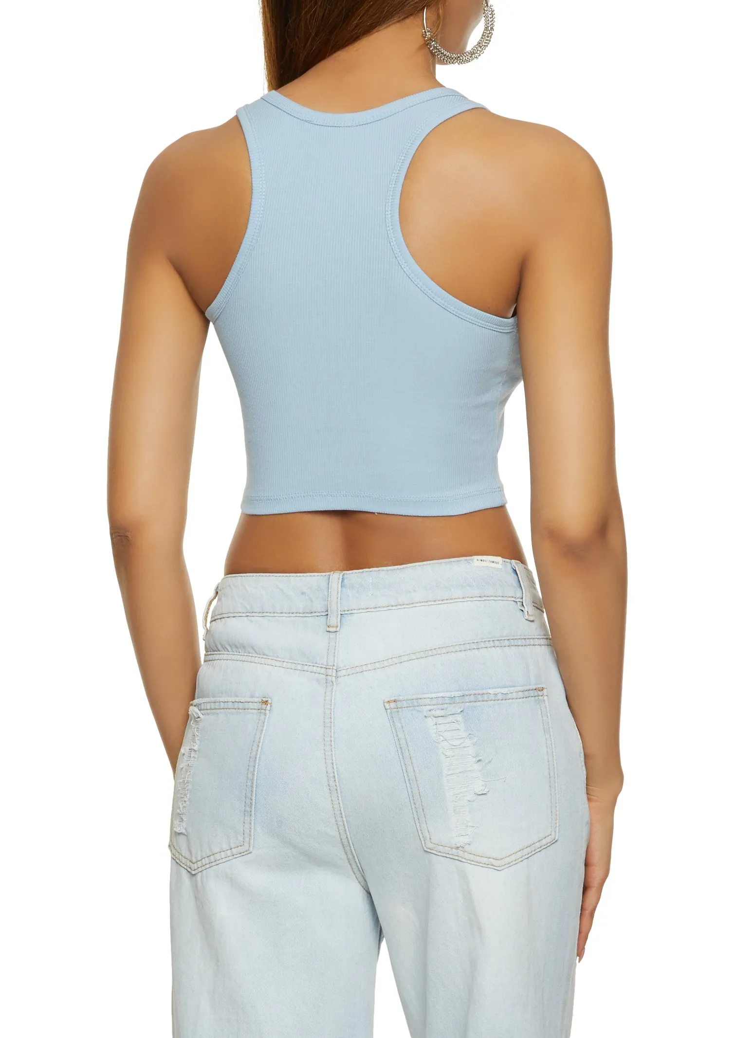 Basic Cropped Racerback Tank Top sold by Rainbow product image thumbnail 2