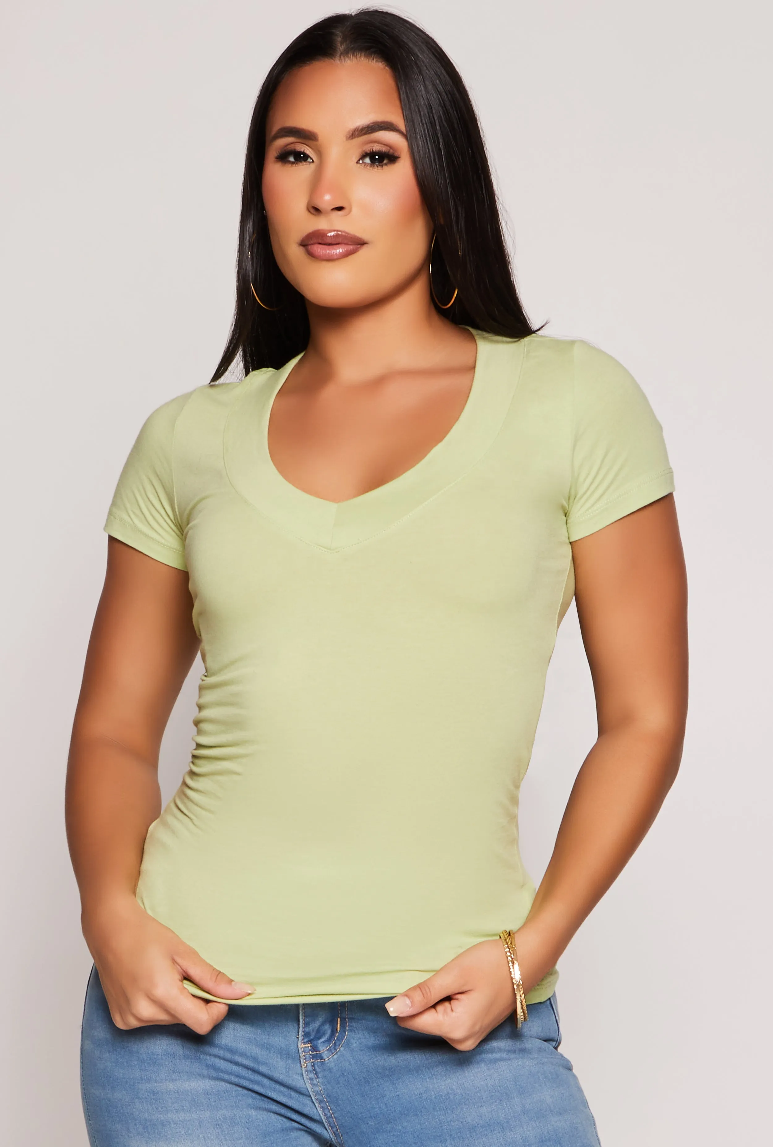 Basic V Neck Short Sleeve Tee sold by Rainbow