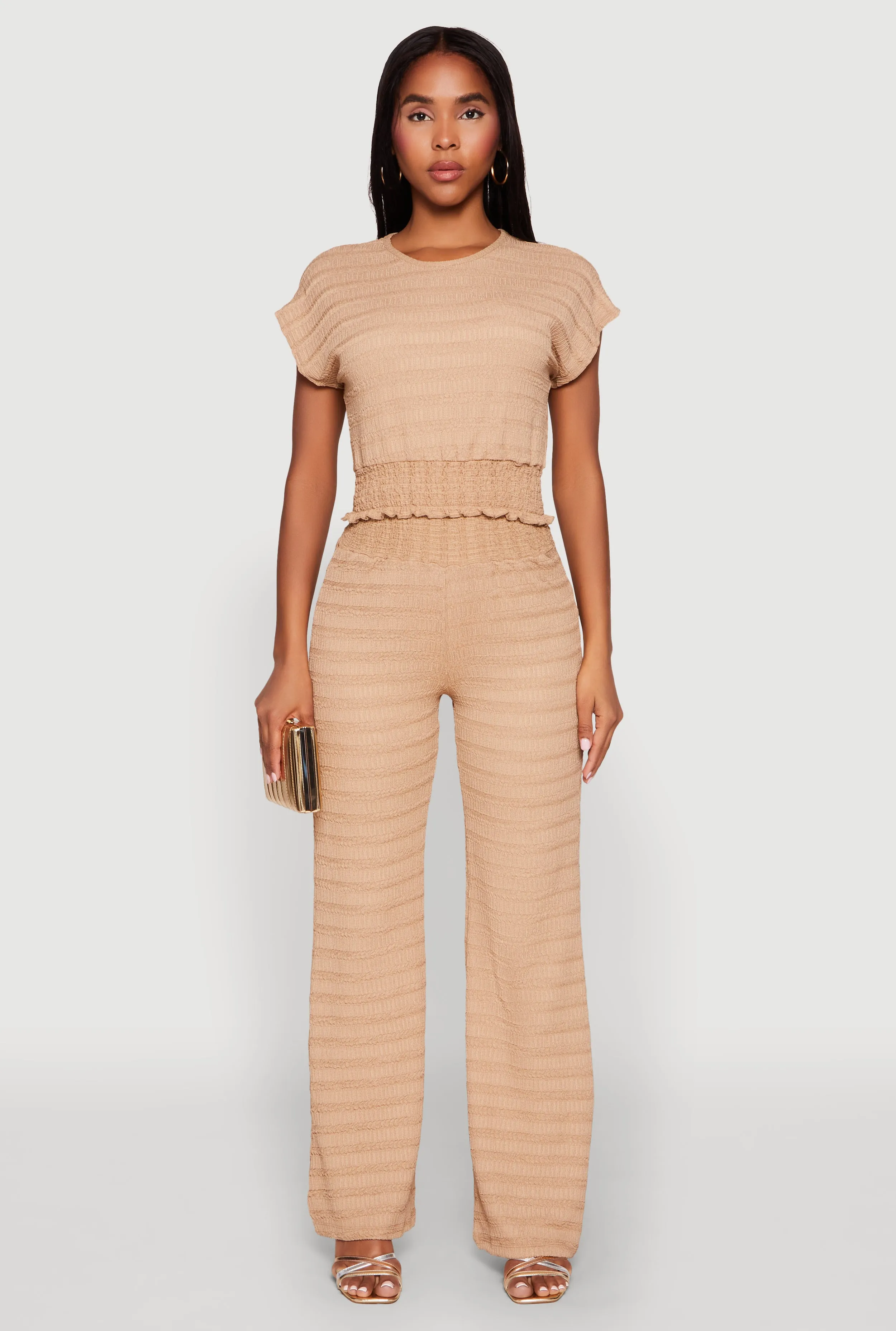 Textured Knit Smocked Waist Pants sold by Rainbow product image thumbnail 2