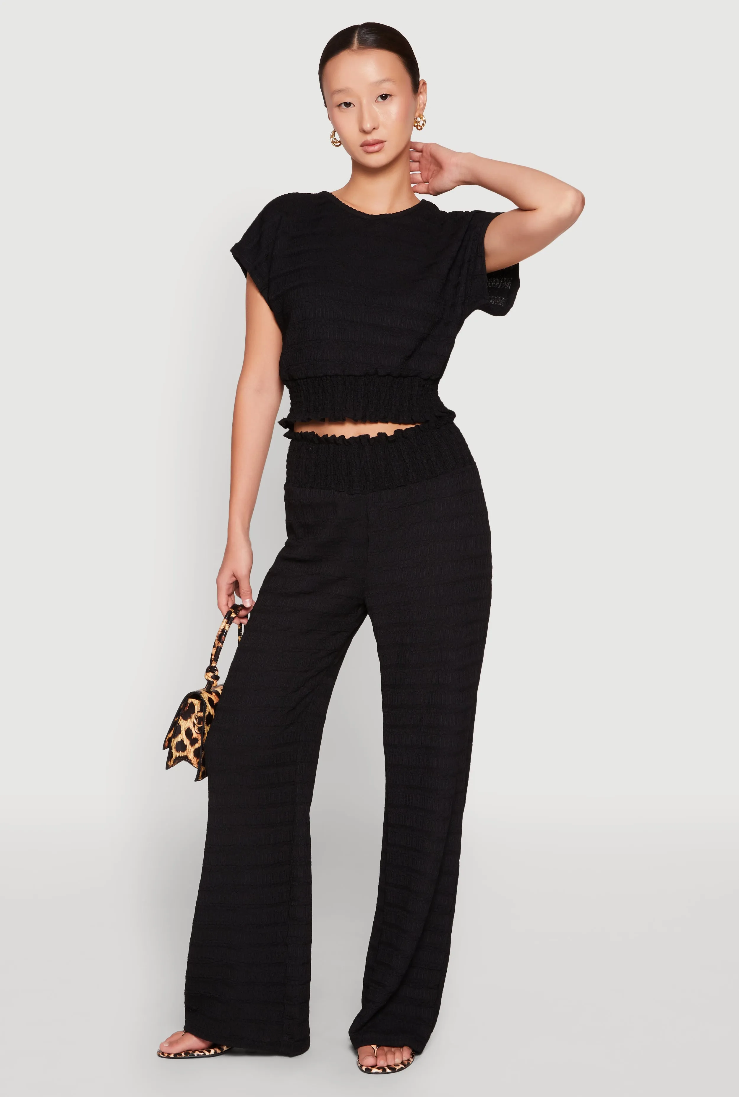 Textured Knit Smocked Waist Pants sold by Rainbow product image thumbnail 2