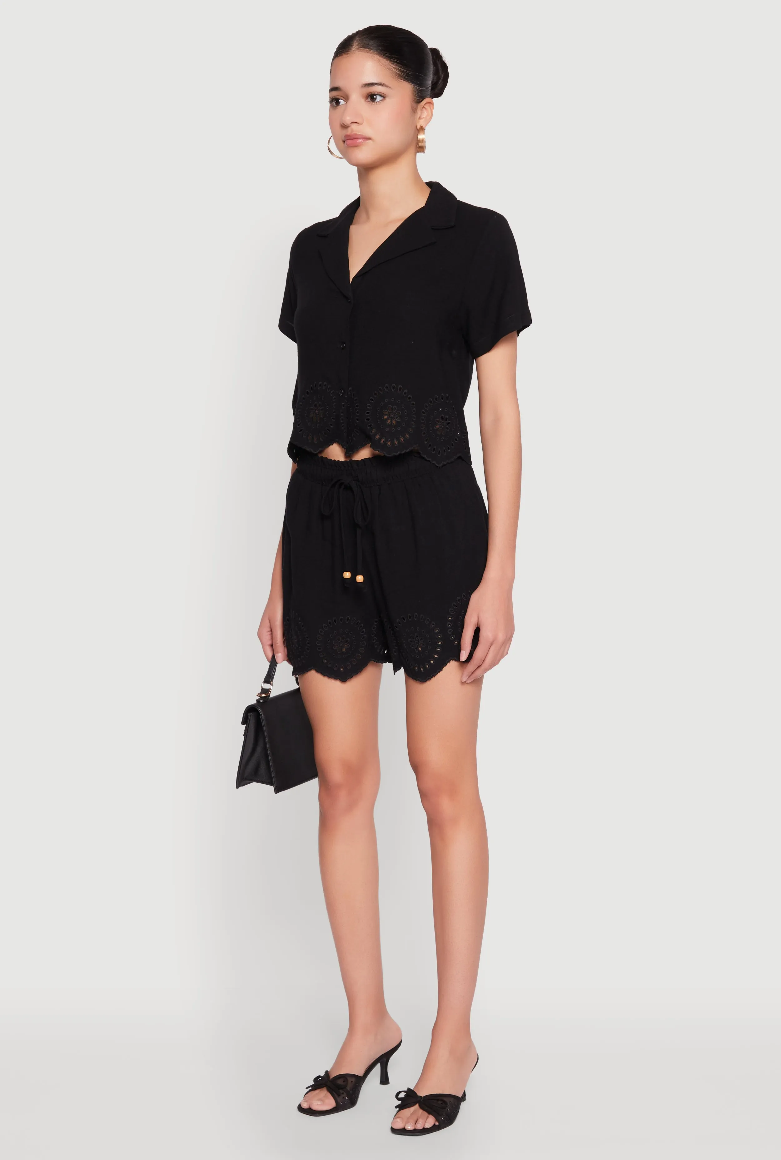 Haute Monde Eyelet Detail Cropped Shirt sold by Rainbow product image thumbnail 5