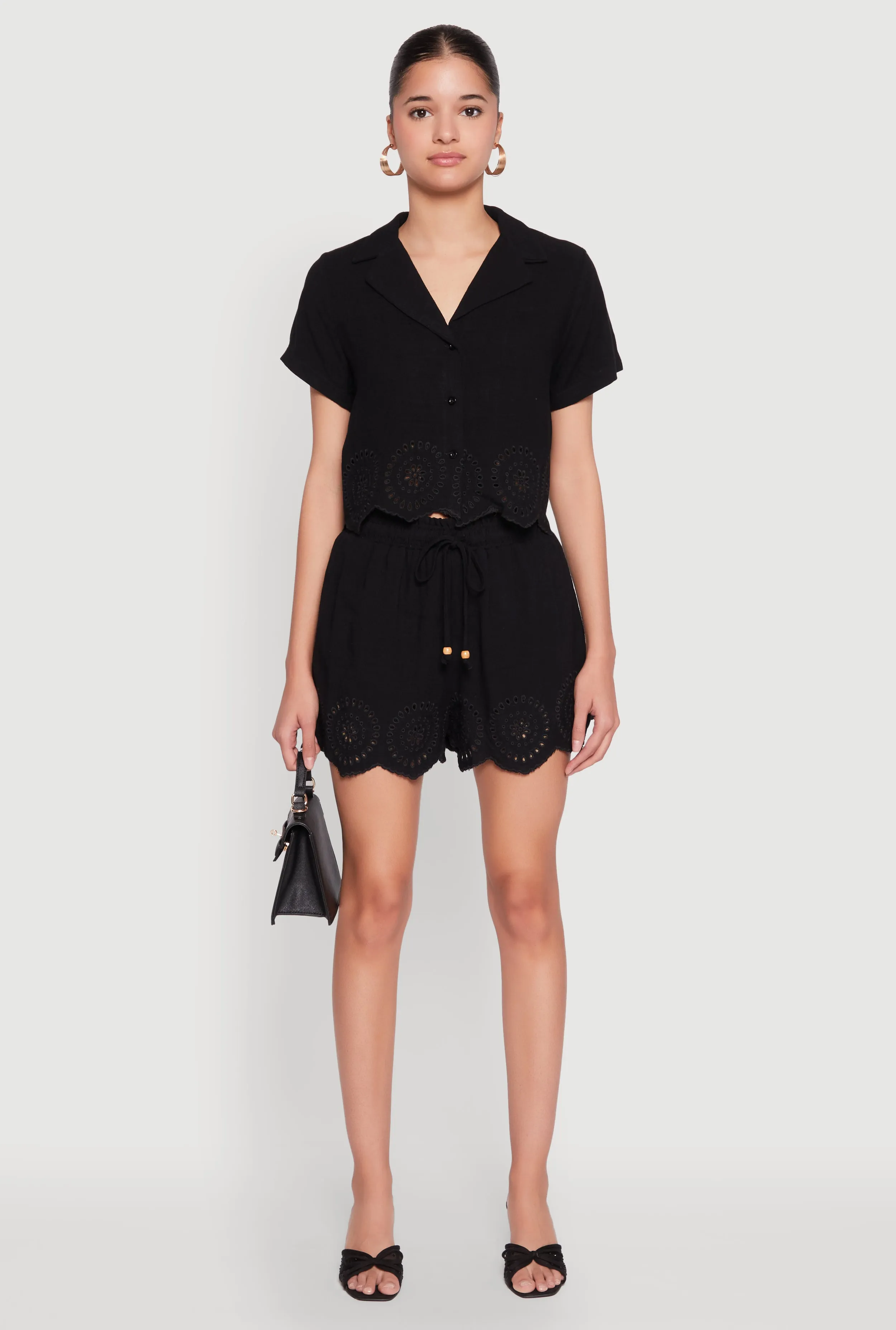 Haute Monde Eyelet Detail Cropped Shirt sold by Rainbow product image thumbnail 2