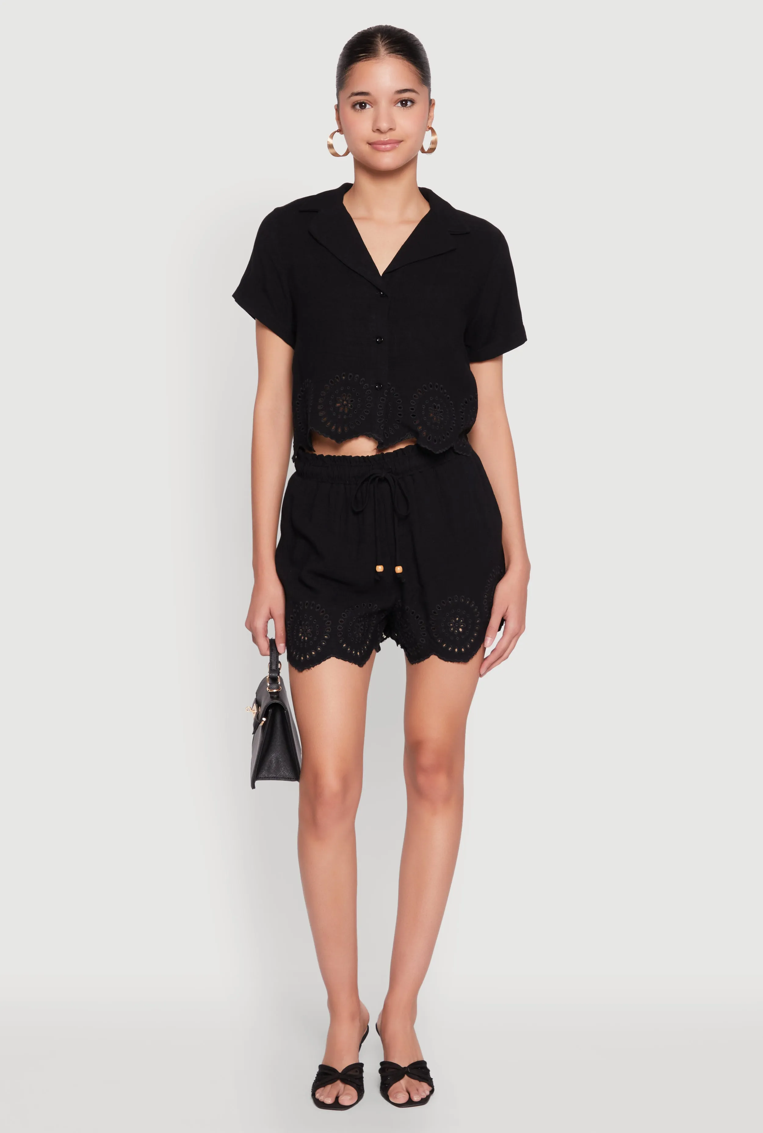 Haute Monde Eyelet Detail Cropped Shirt sold by Rainbow product image thumbnail 3