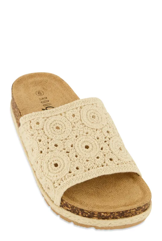 Crochet Band Low Platform Slide Sandals sold by Rainbow