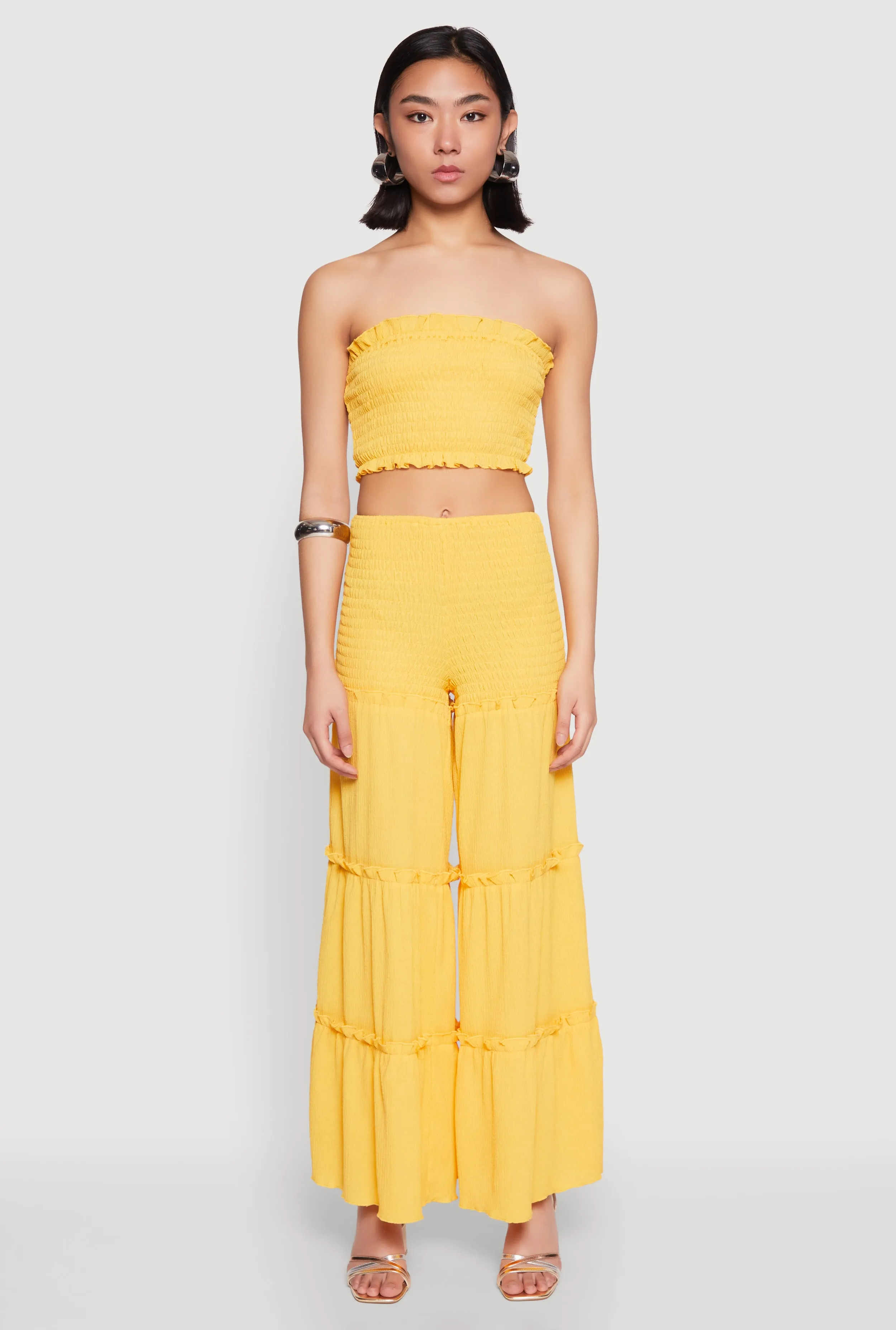 Ruffle Hem Smocked Tube Top sold by Rainbow