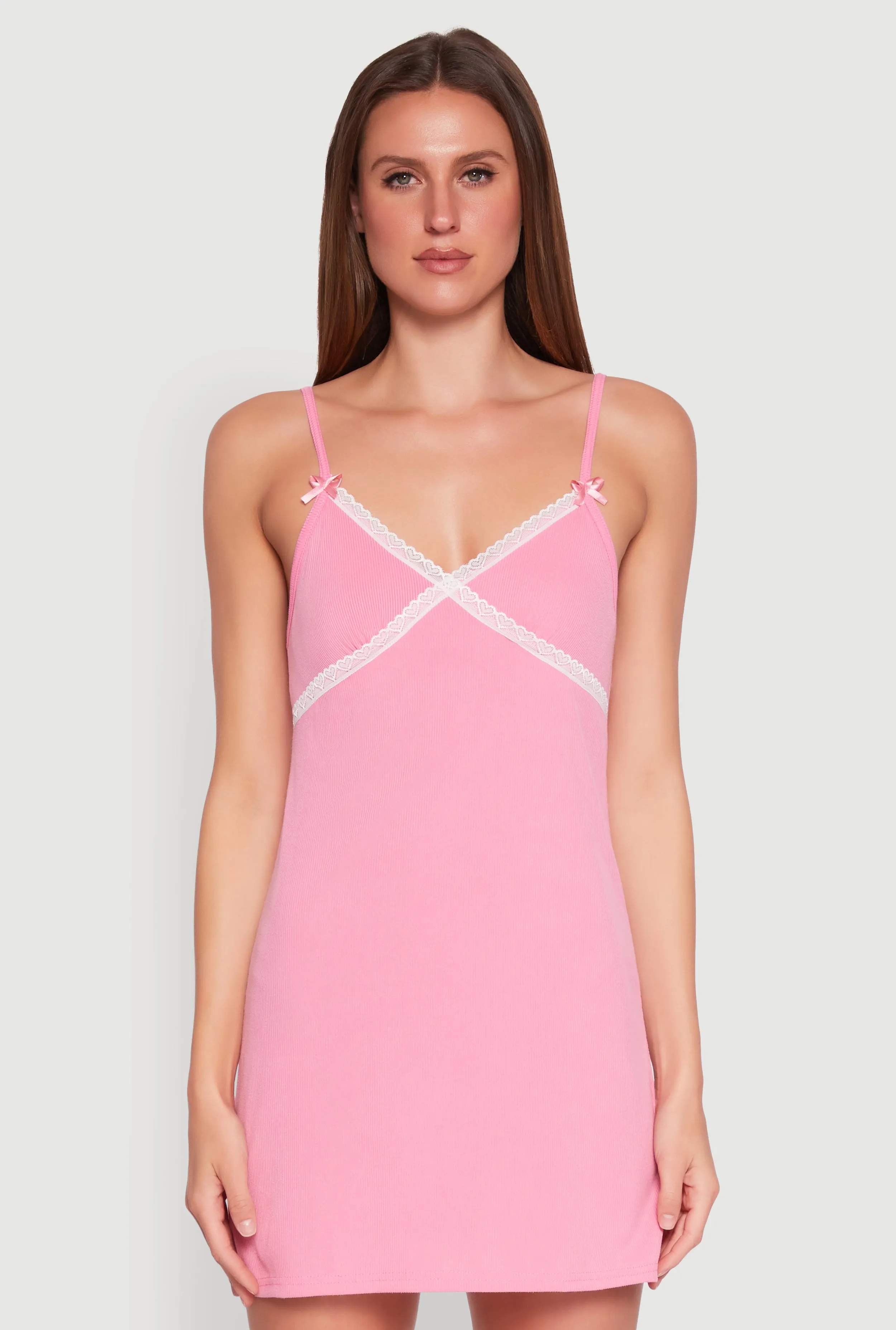 Ribbed Knit Lace Trim Cami Nightgown sold by Rainbow product image thumbnail 2