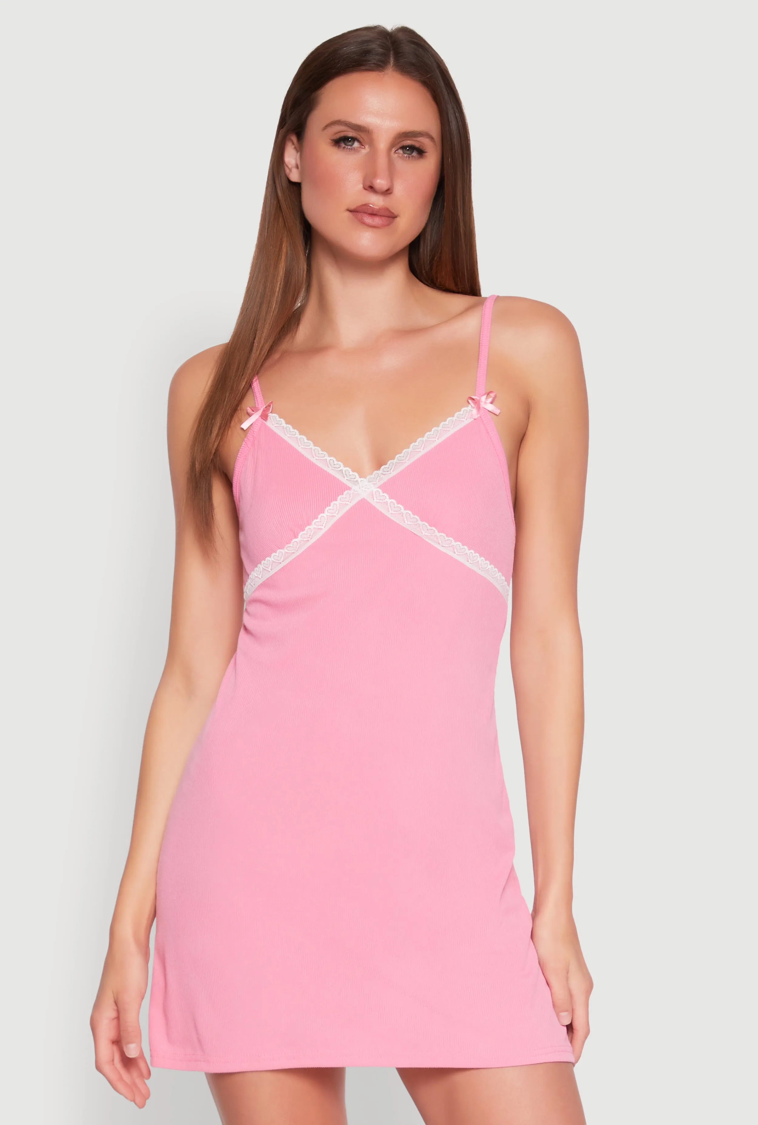 Ribbed Knit Lace Trim Cami Nightgown sold by Rainbow