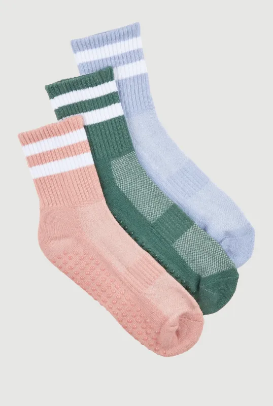 Varsity Stripe Pilates Socks 3 Pack Size 4-10 sold by Rainbow