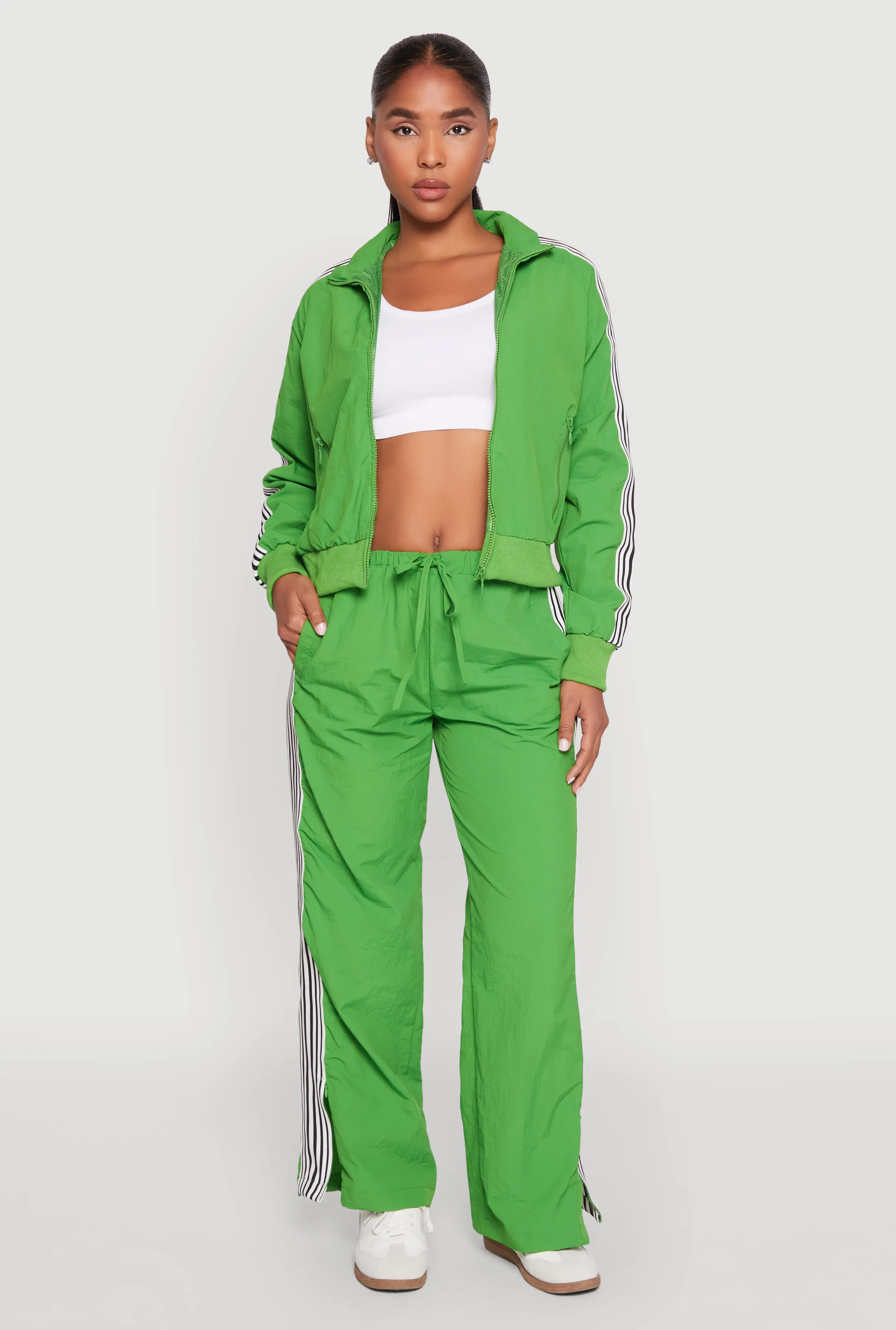 Contrast Trim Slit Hem Track Pants sold by Rainbow