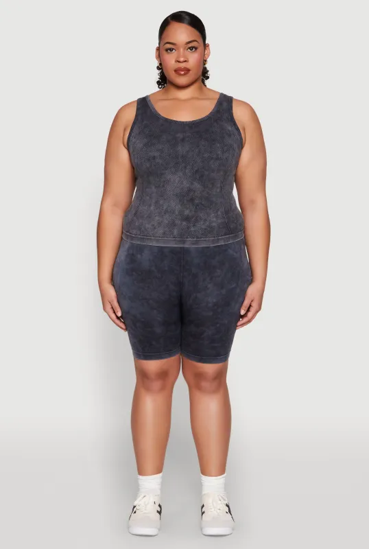Plus Size Mineral Wash Seamless Biker Shorts sold by Rainbow
