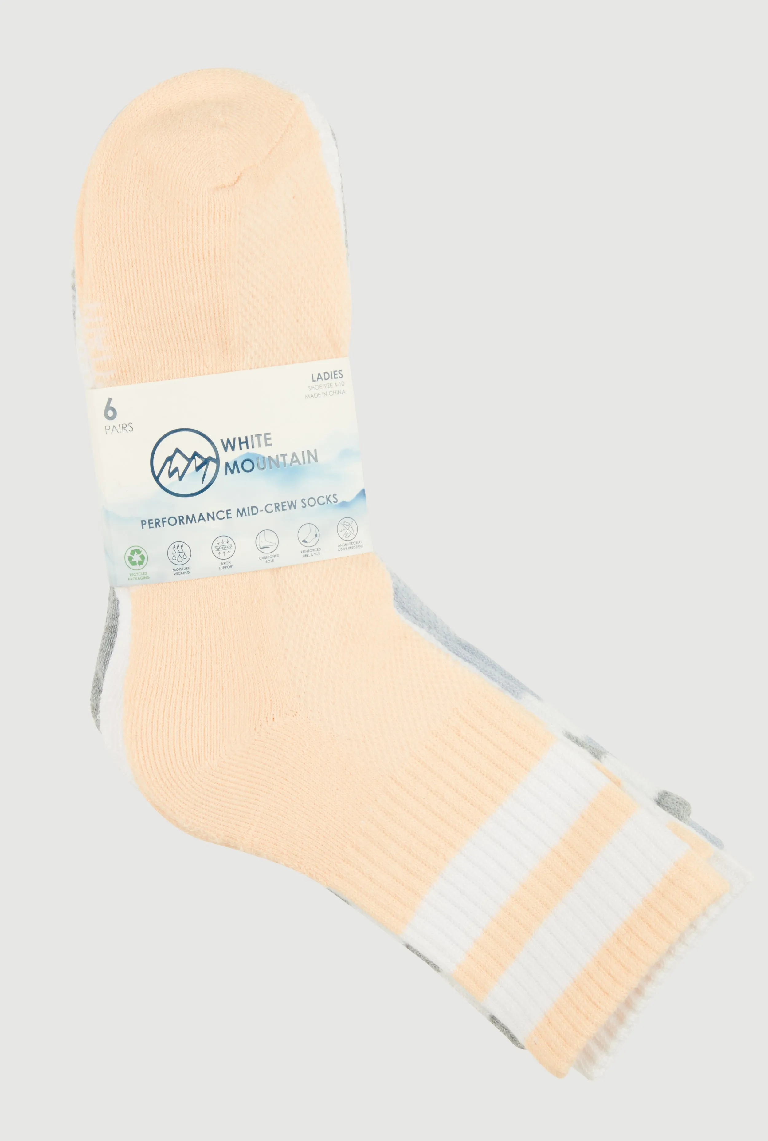 Performance Mid Crew Socks 6 Pack Size 4-10 sold by Rainbow product image thumbnail 3