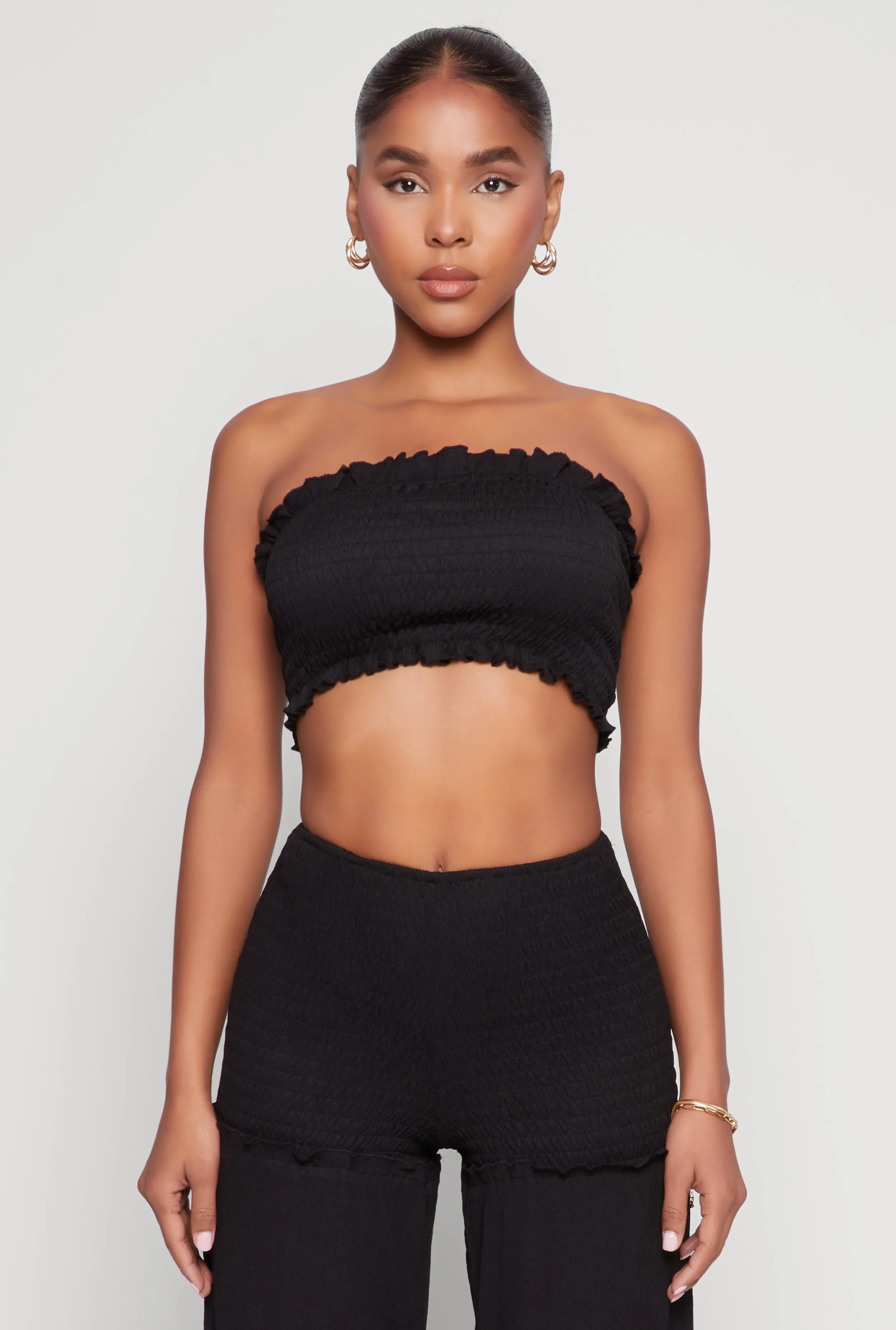 Ruffle Hem Smocked Tube Top sold by Rainbow