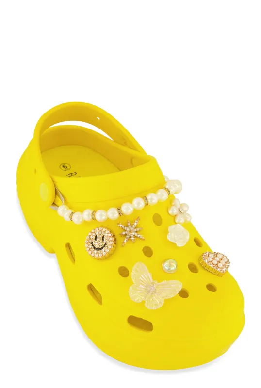 Studded Charm Platform Clogs sold by Rainbow