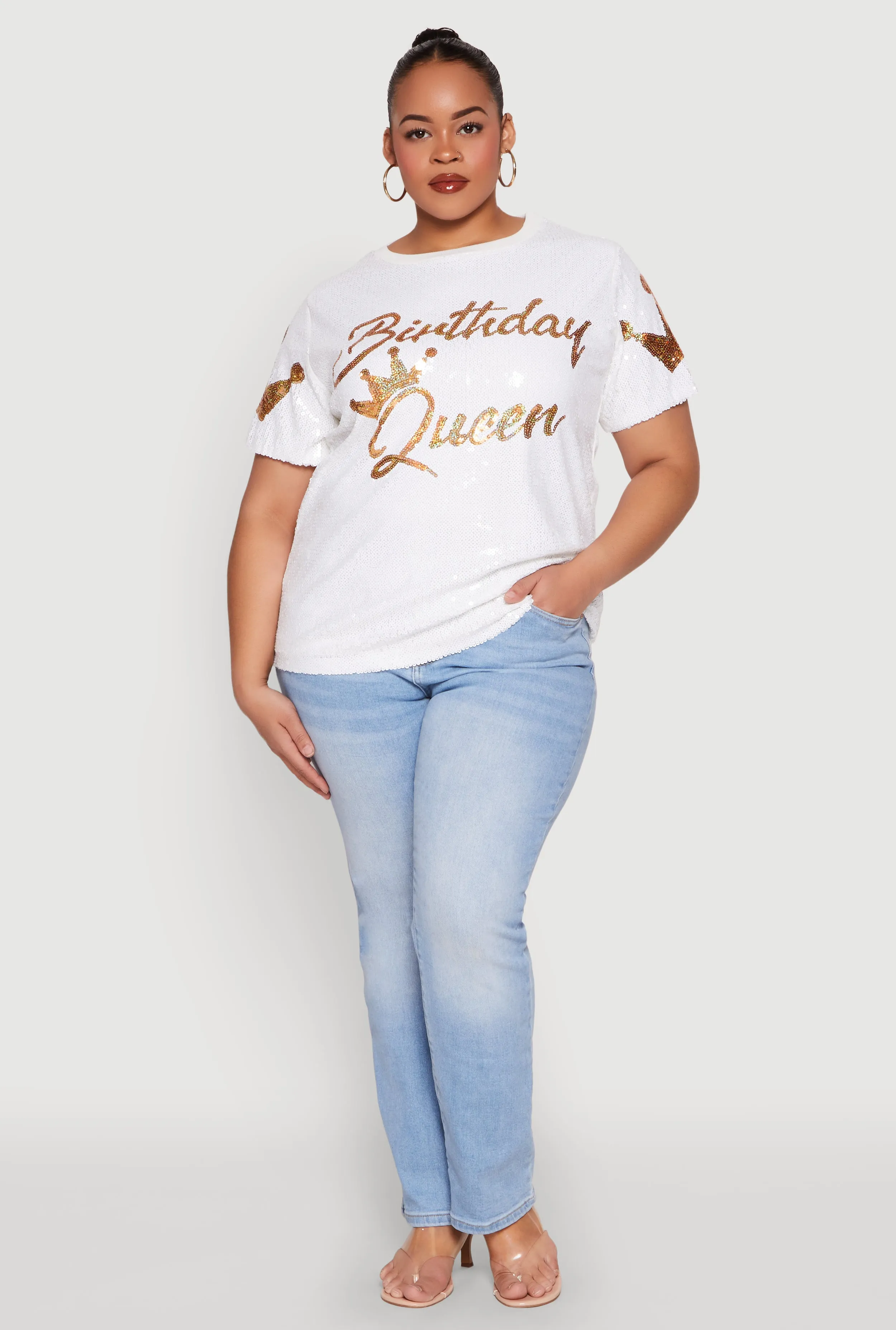 Plus Size Birthday Queen Sequin Top sold by Rainbow product image thumbnail 3