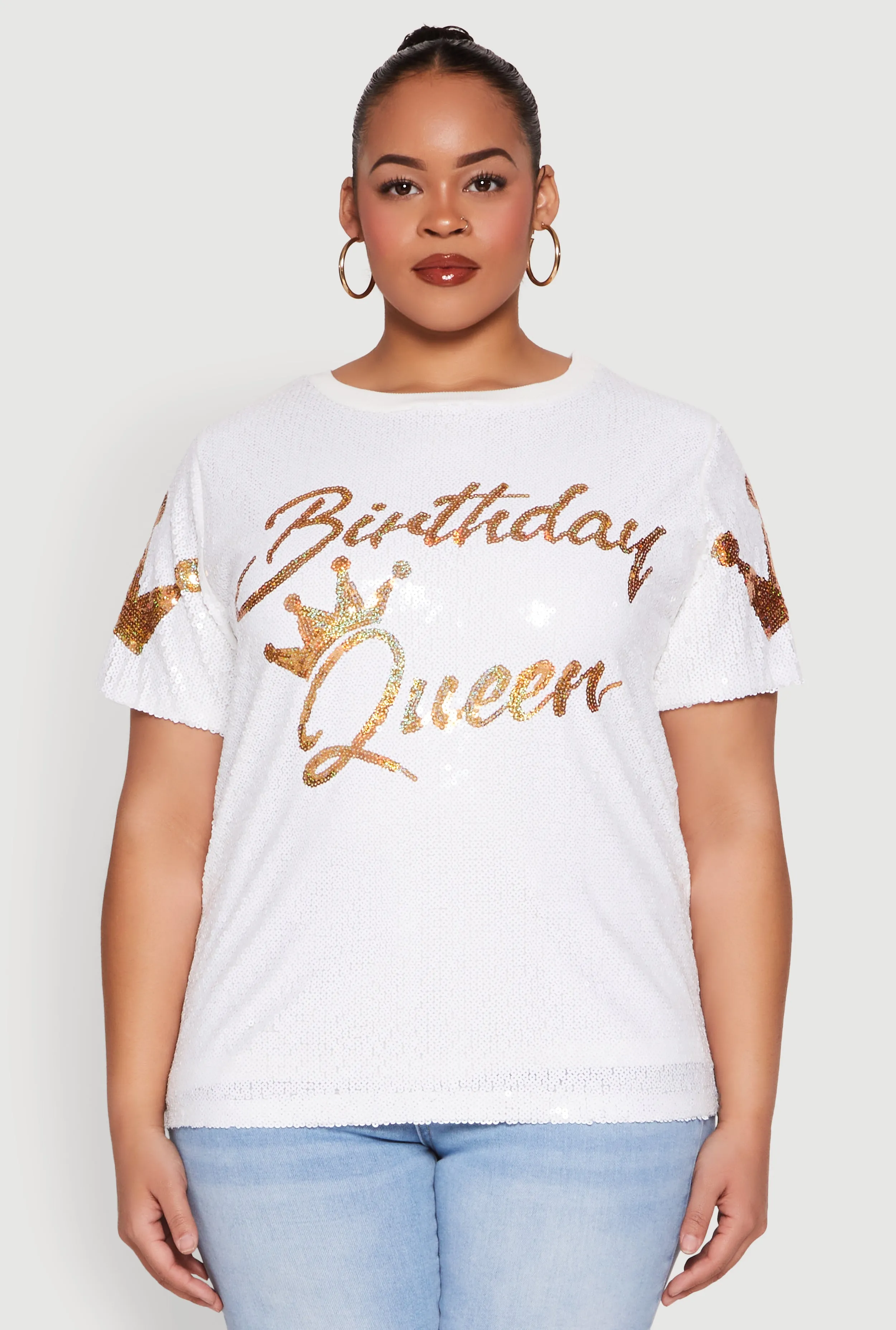 Plus Size Birthday Queen Sequin Top sold by Rainbow product image thumbnail 2