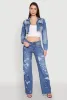 Distressed Cropped Jean Jacket sold by Rainbow