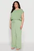 Plus Size Linen Dolman Sleeve Crop Top sold by Rainbow