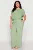 Plus Size Linen Dolman Sleeve Crop Top sold by Rainbow