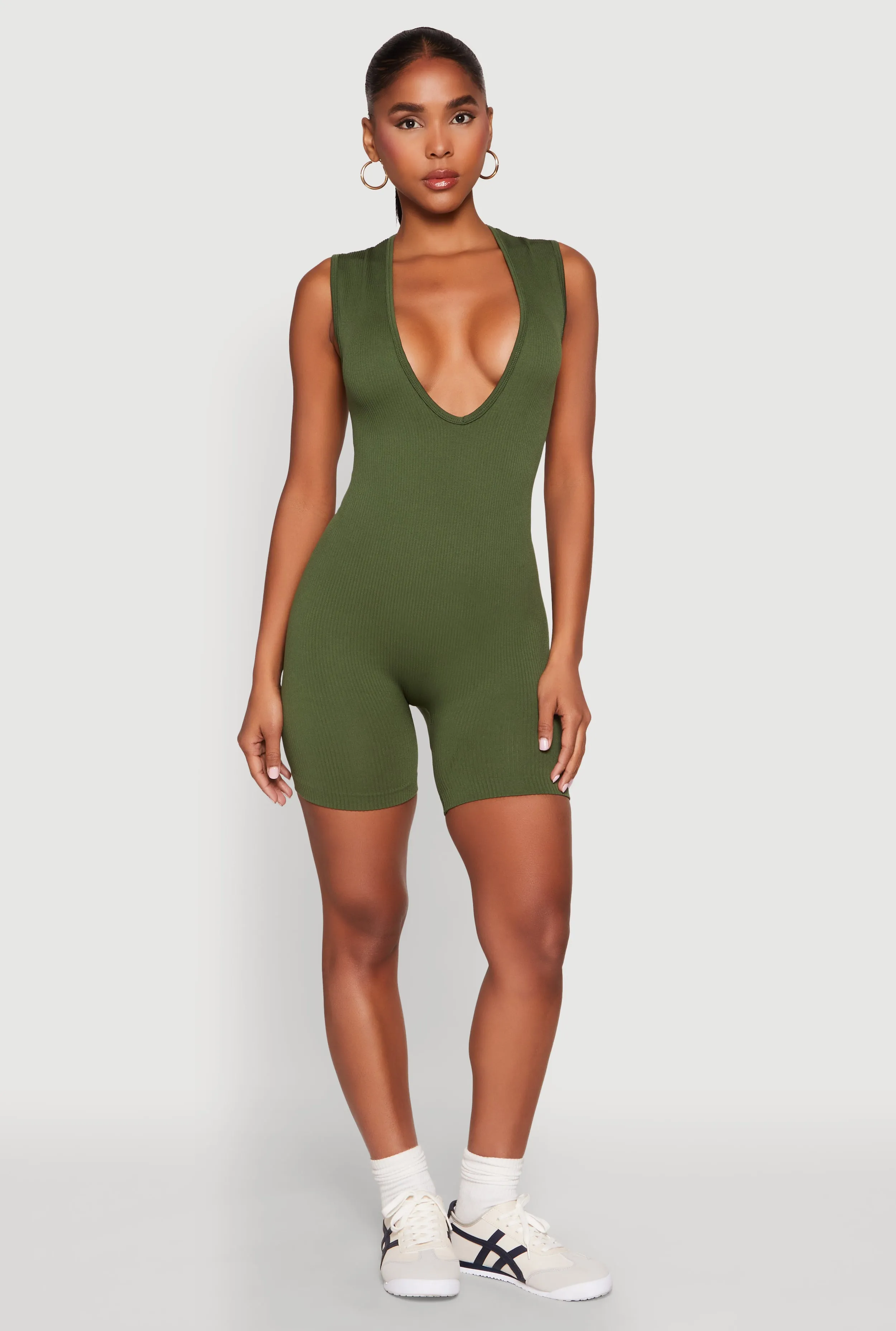 Compression Rib Seamless Plunge Romper sold by Rainbow product image thumbnail 2