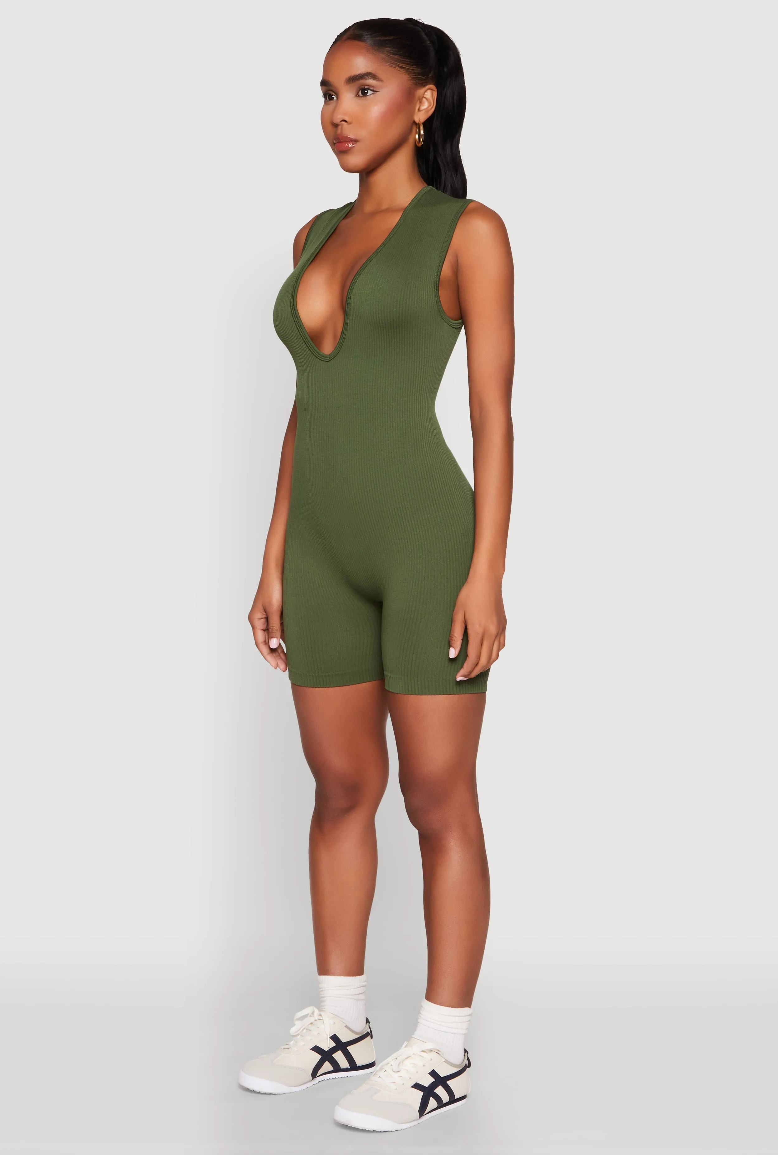 Compression Rib Seamless Plunge Romper sold by Rainbow product image thumbnail 3