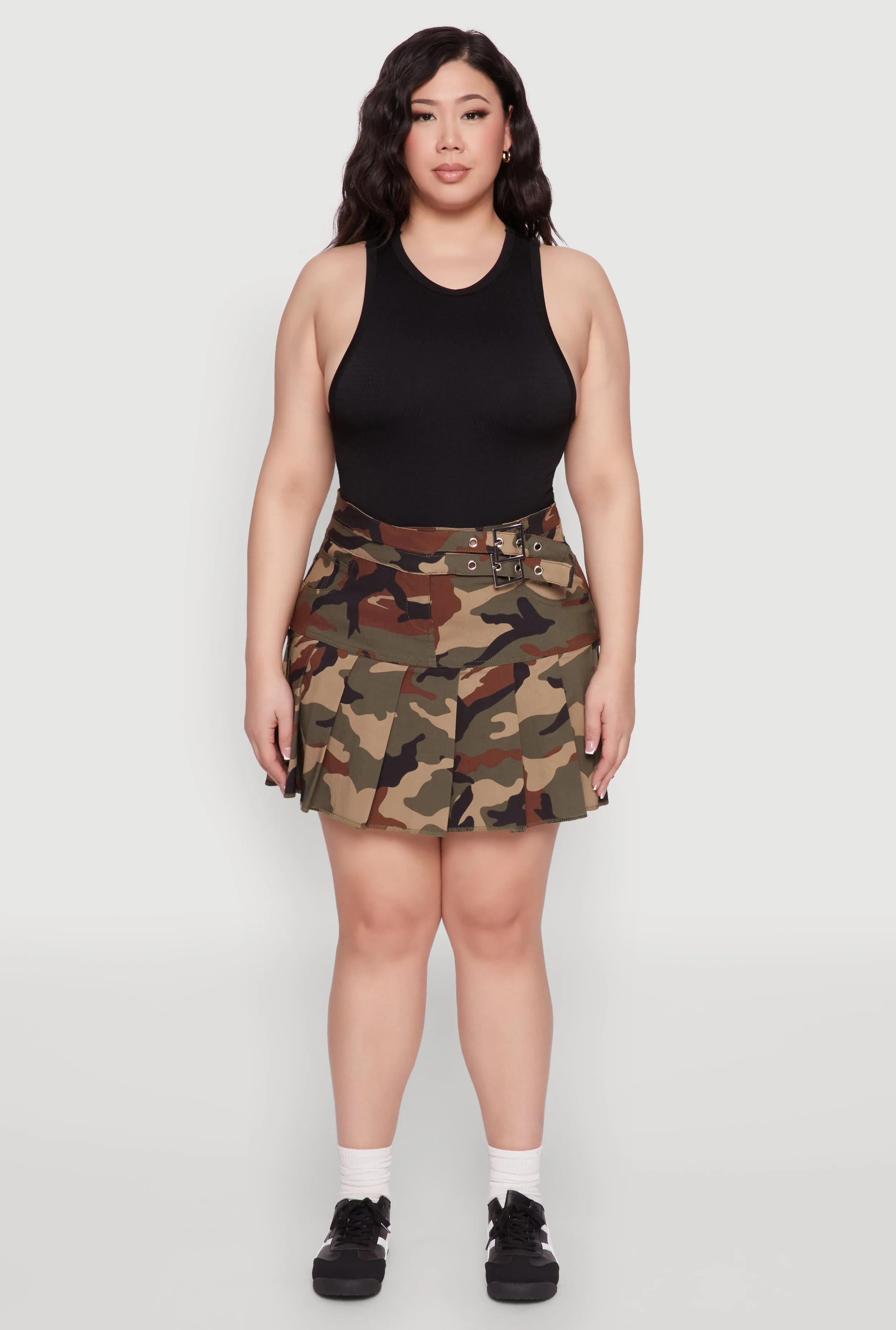 Plus Size Buckle Front Pleated Skirt sold by Rainbow product image thumbnail 2