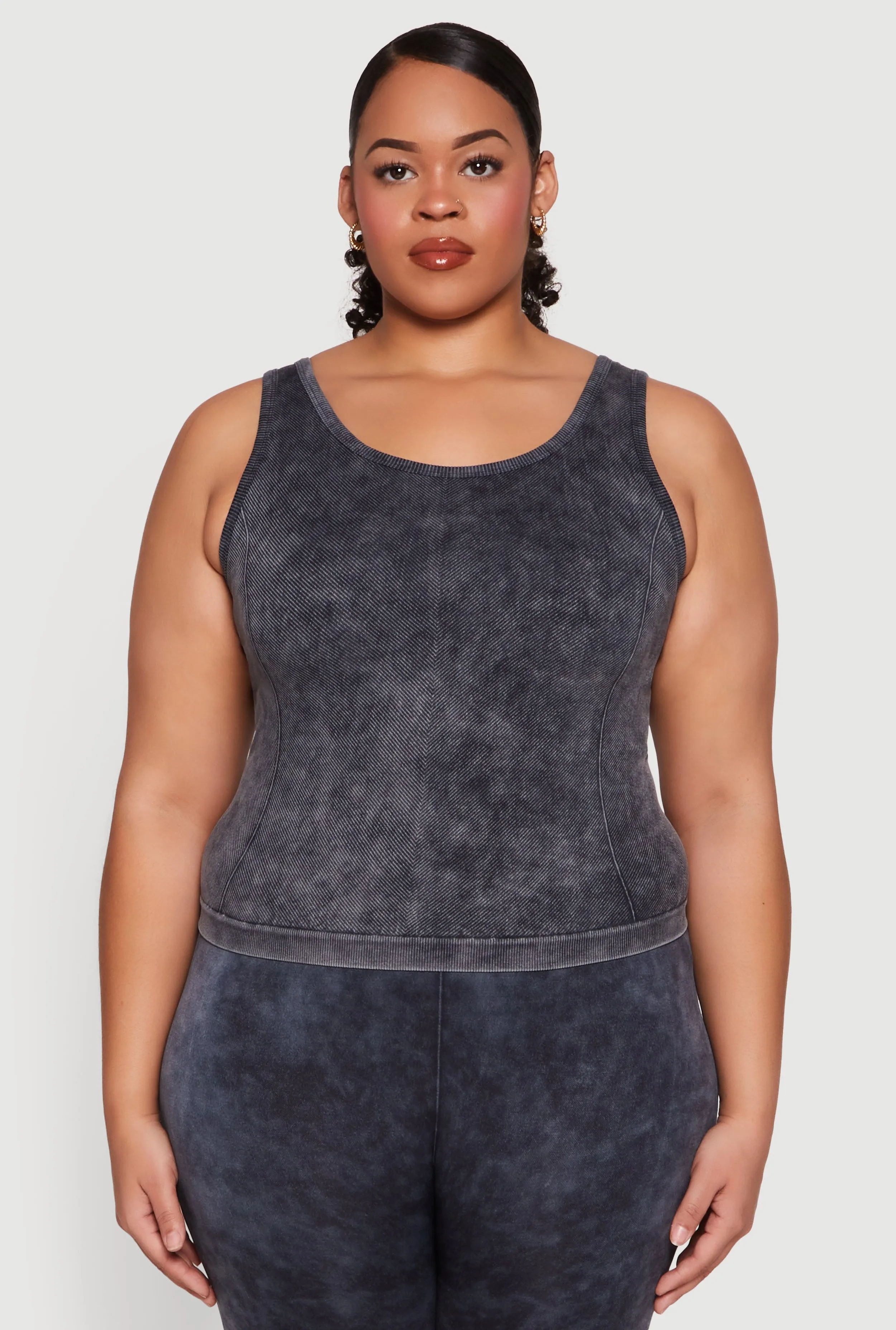 Plus Size Seamless Mineral Wash Tank Top sold by Rainbow