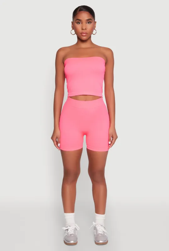 Compression Rib Seamless Tube Top and Shorts sold by Rainbow