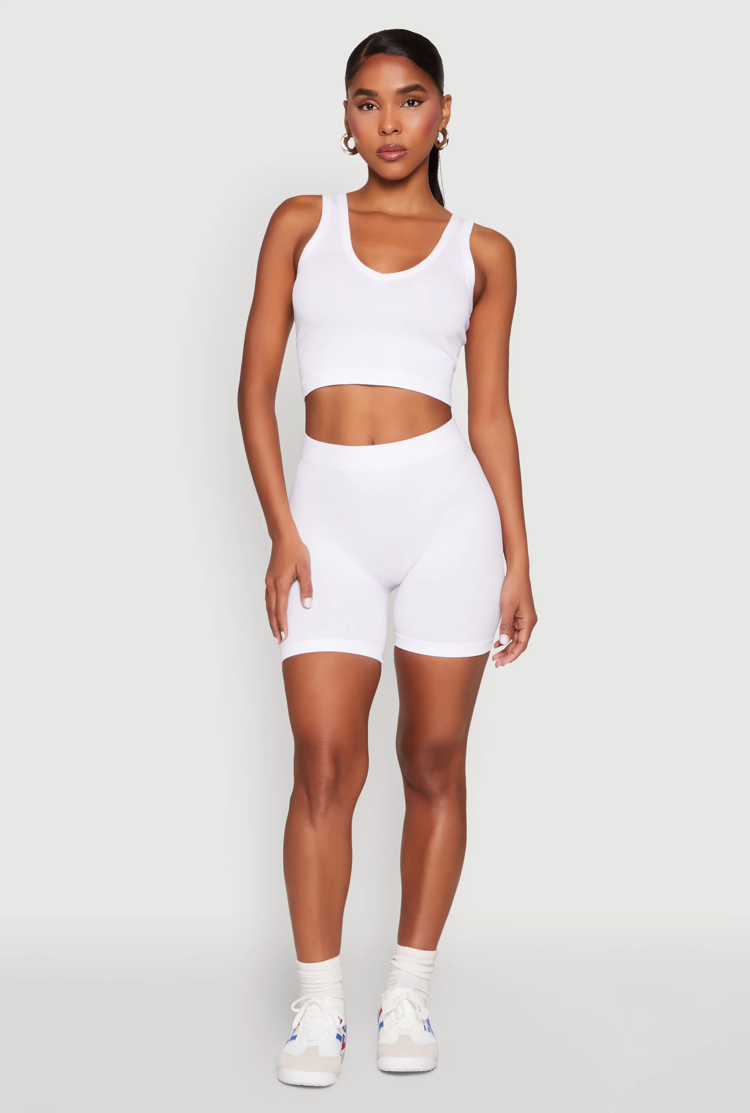 Seamless V Neck Cropped Tank Top and Shorts sold by Rainbow product image thumbnail 2