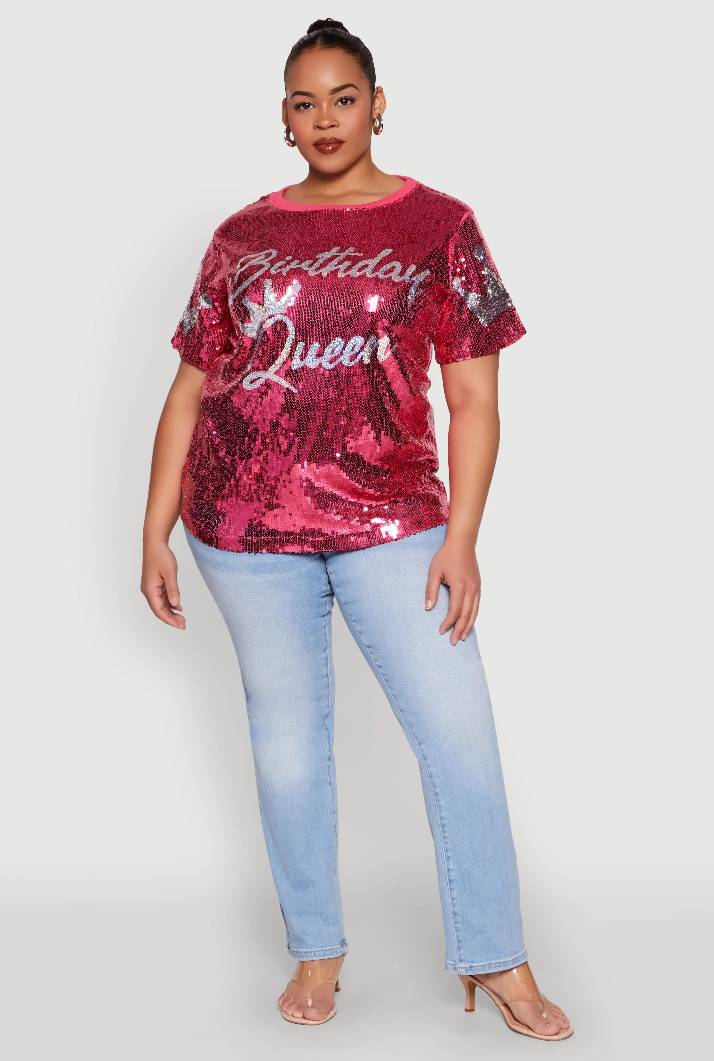Plus Size Birthday Queen Sequin Top sold by Rainbow