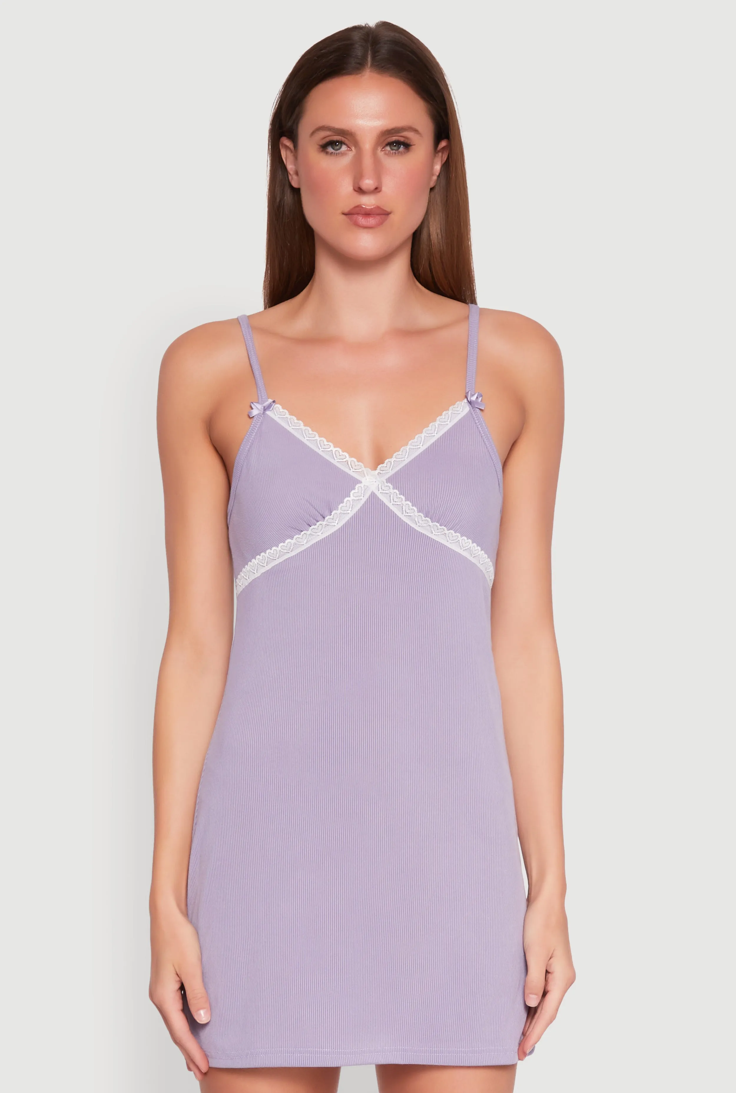 Ribbed Knit Lace Trim Cami Nightgown sold by Rainbow product image thumbnail 2