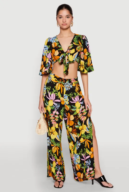 Printed Pattern Wide Leg Palazzo Pants sold by Rainbow