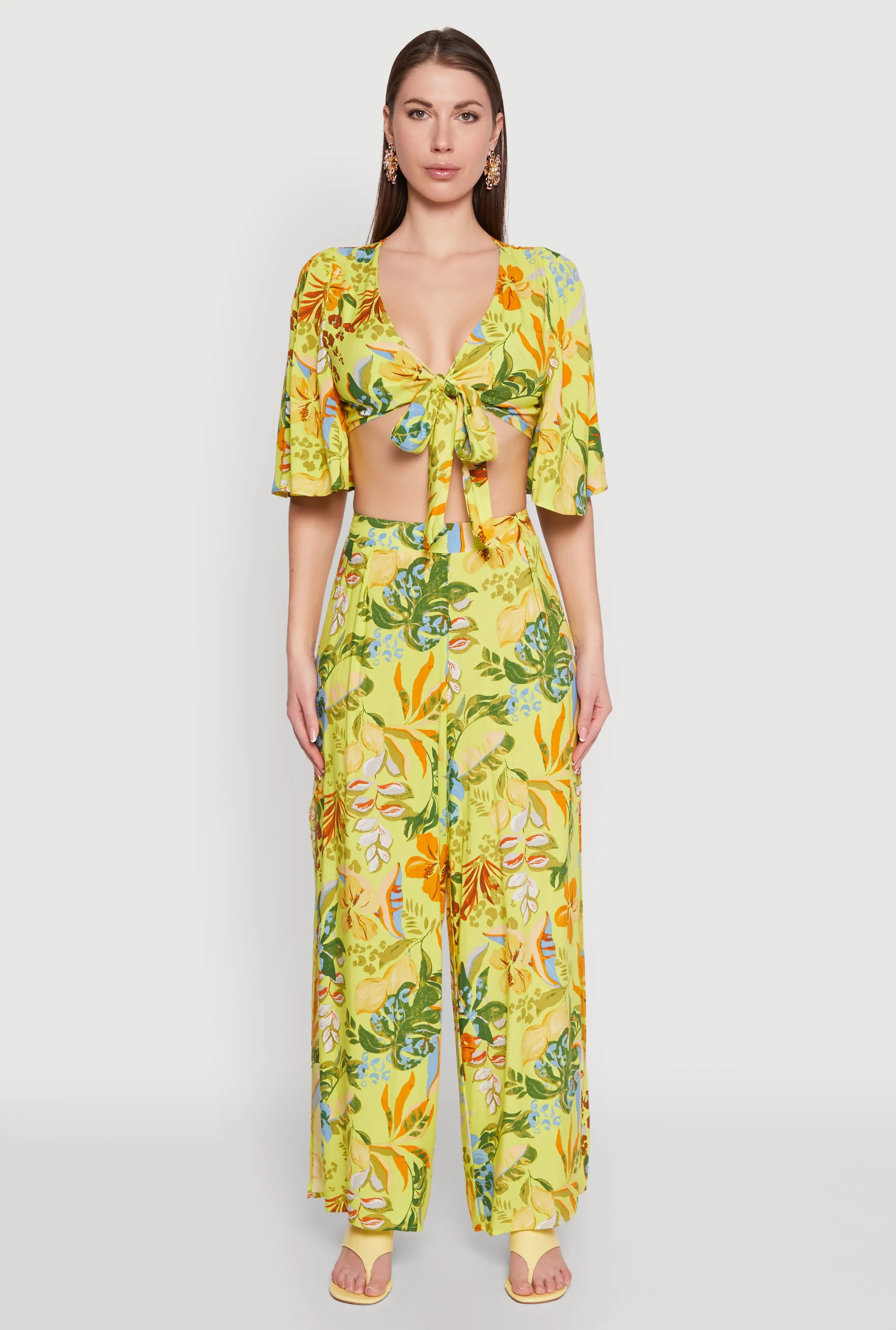 Printed Pattern Wide Leg Palazzo Pants sold by Rainbow